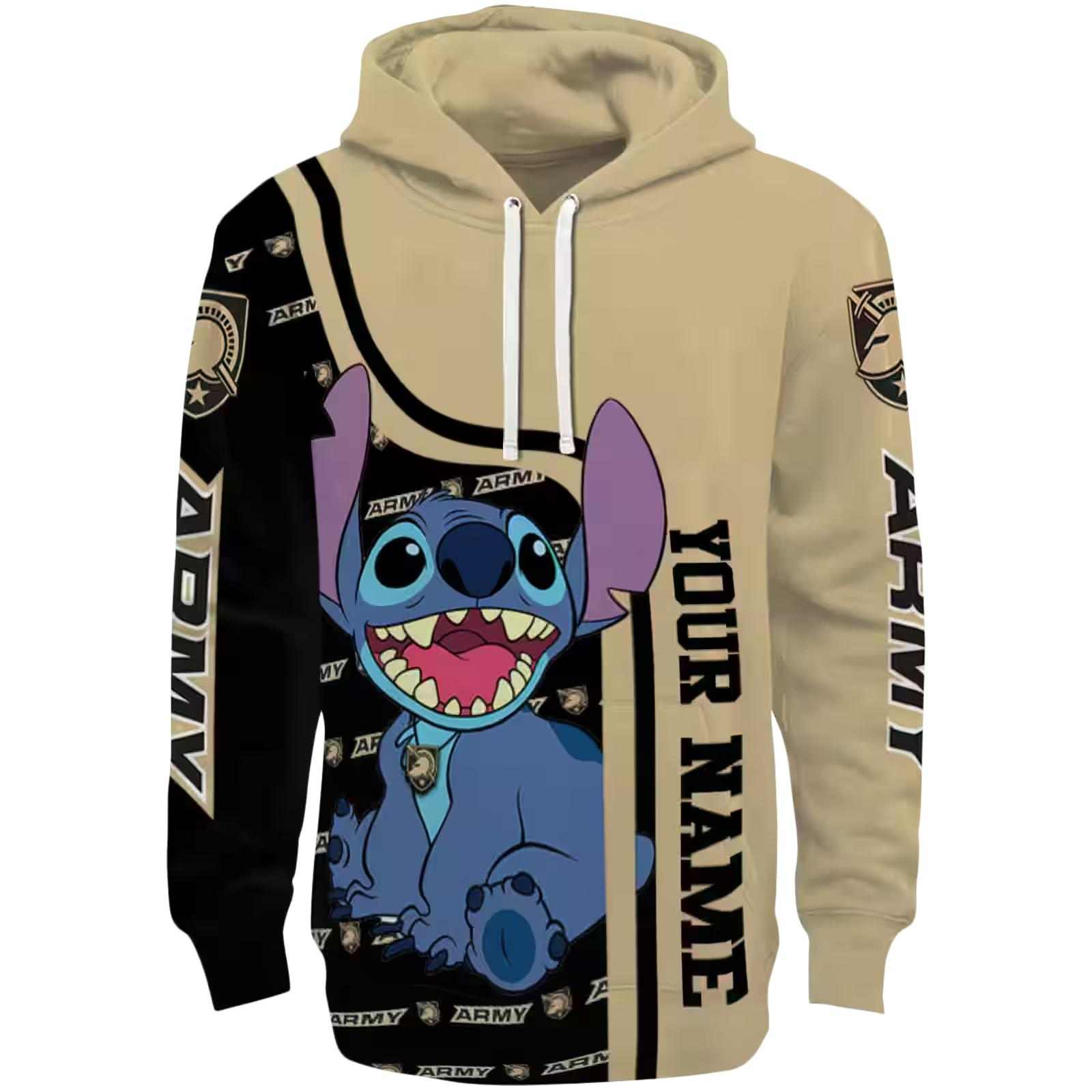 Personalized Army Black Knights Stitch Gold Hoodie