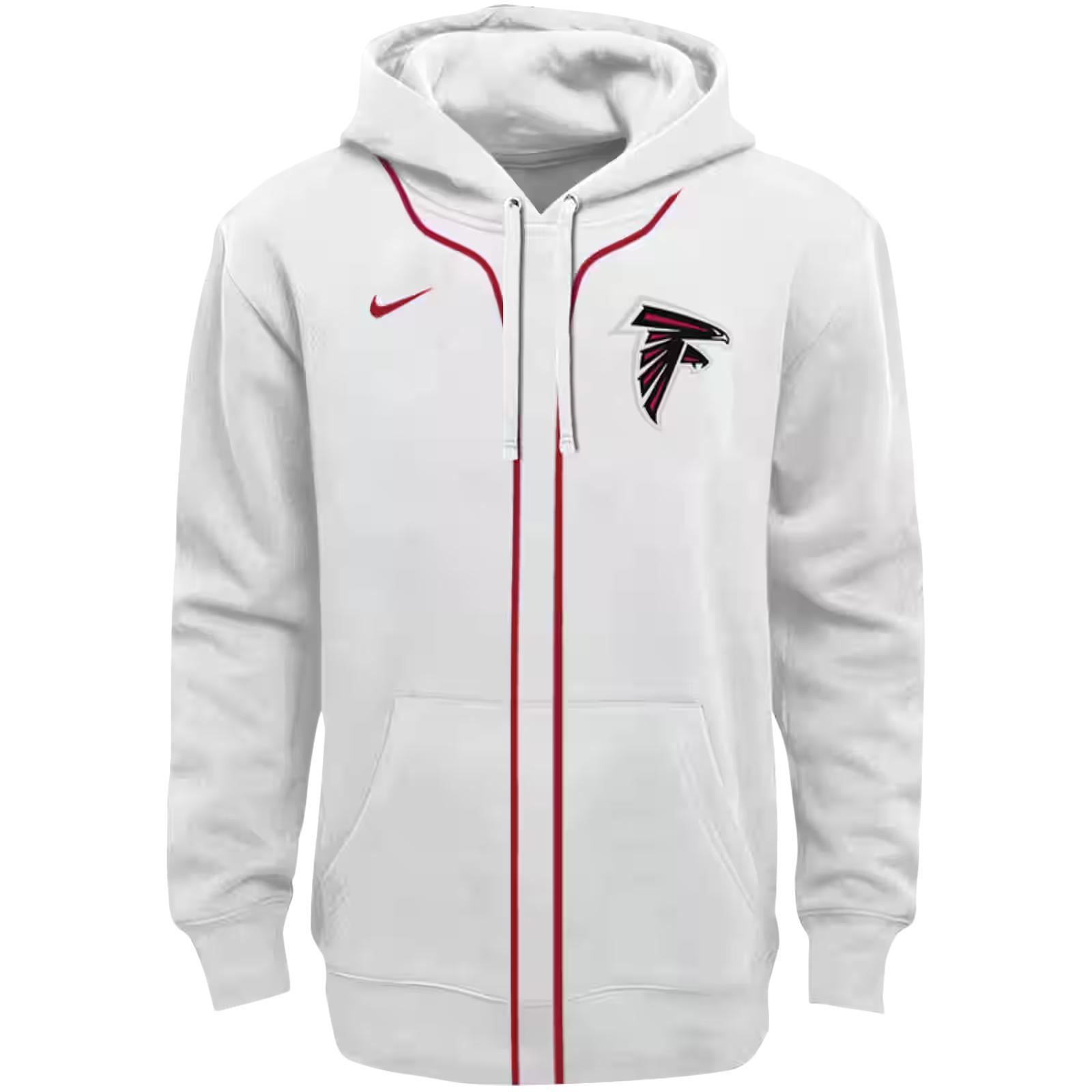 Personalized Atlanta Falcons Sporty Stripe White Hoodie