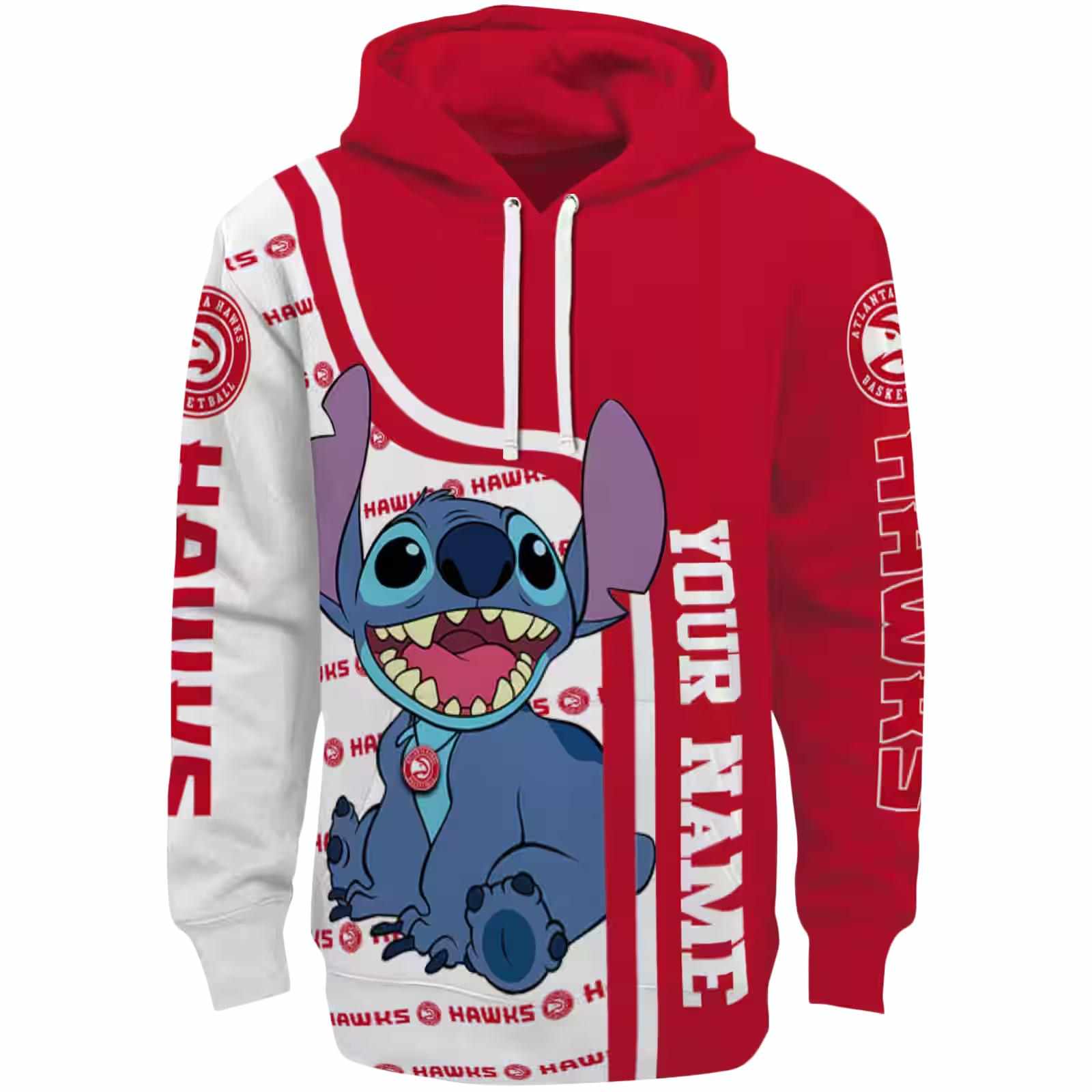 Personalized Atlanta Hawks Stitch Red Hoodie