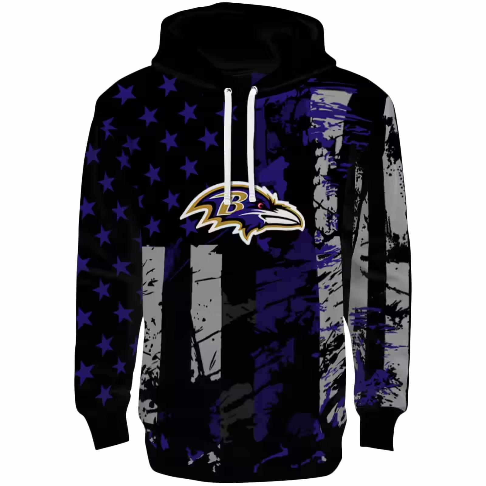 Personalized Baltimore Ravens Distressed Flag Purple Black Hoodie