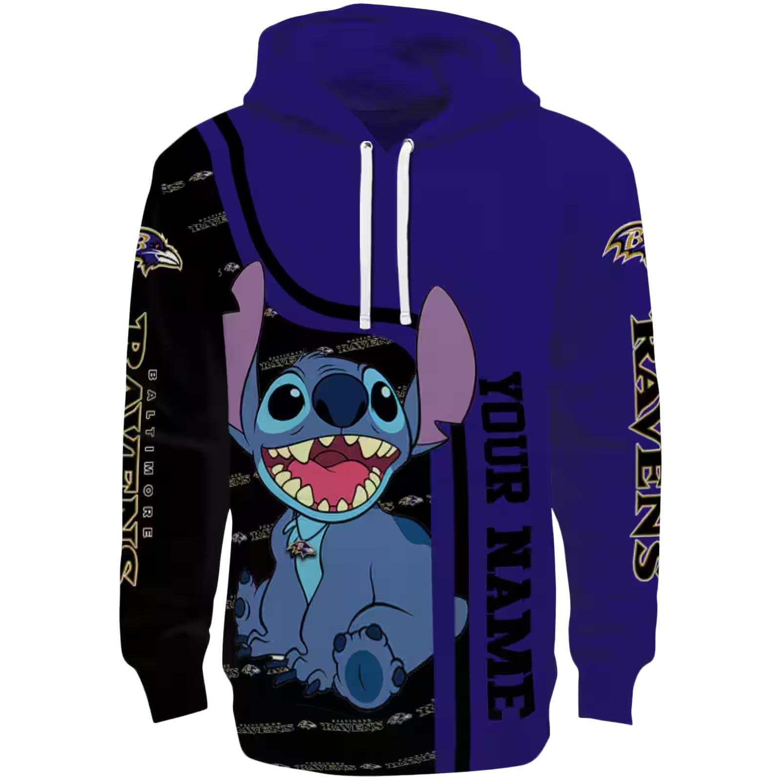Personalized Baltimore Ravens Stitch Purple Hoodie