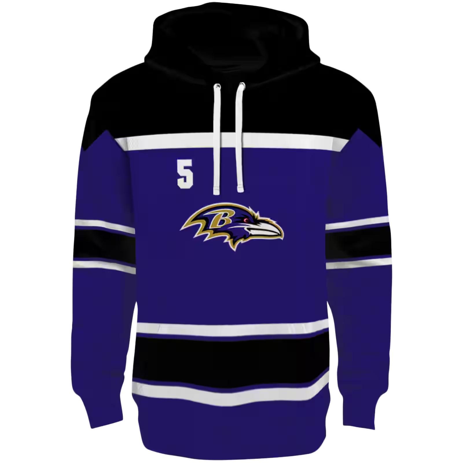 Personalized Baltimore Ravens Striped Pattern Purple Hoodie