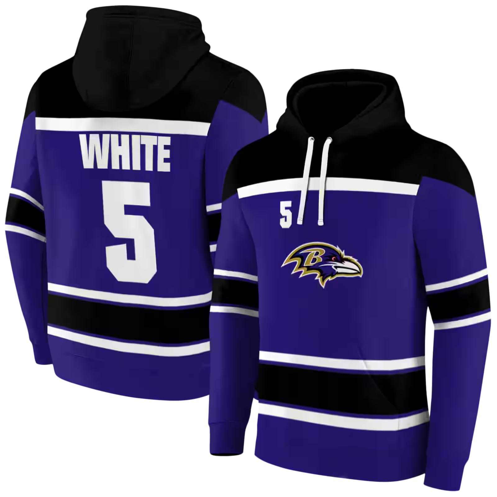 personalized baltimore ravens striped pattern purple hoodie fashion forward