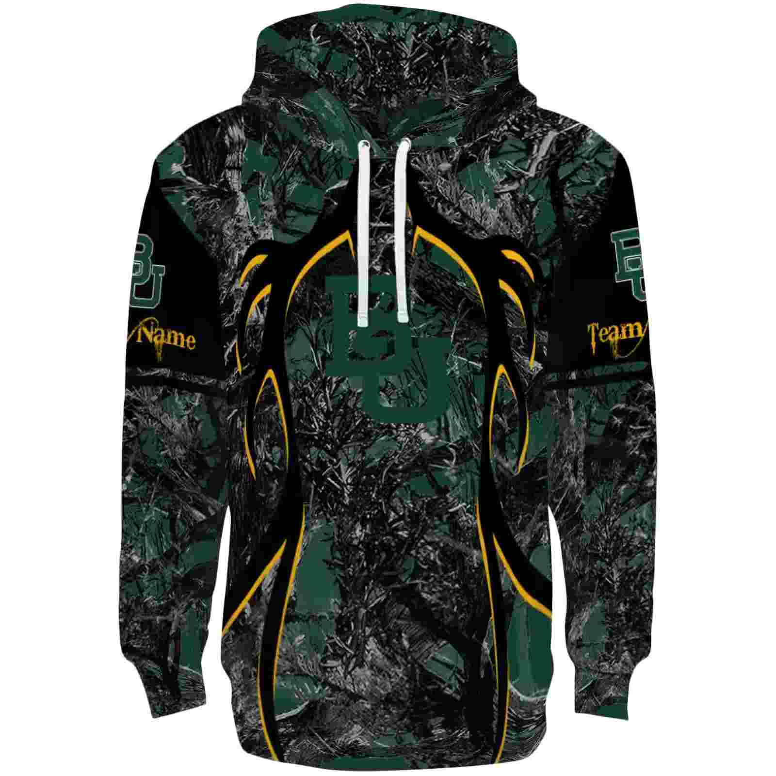 Personalized Baylor Bears Hunting Theme Green Black Hoodie