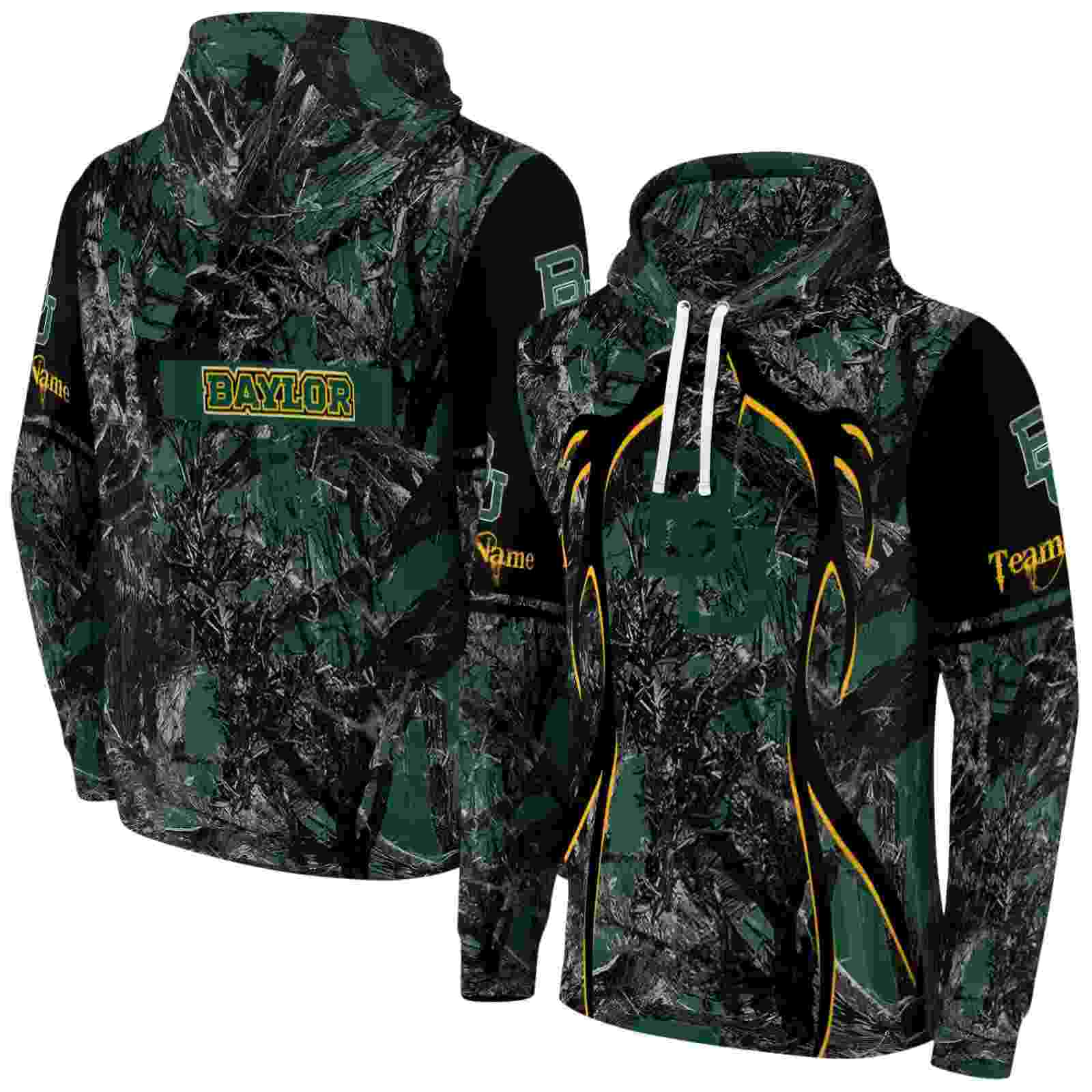 personalized baylor bears hunting theme green black hoodie fashion forward