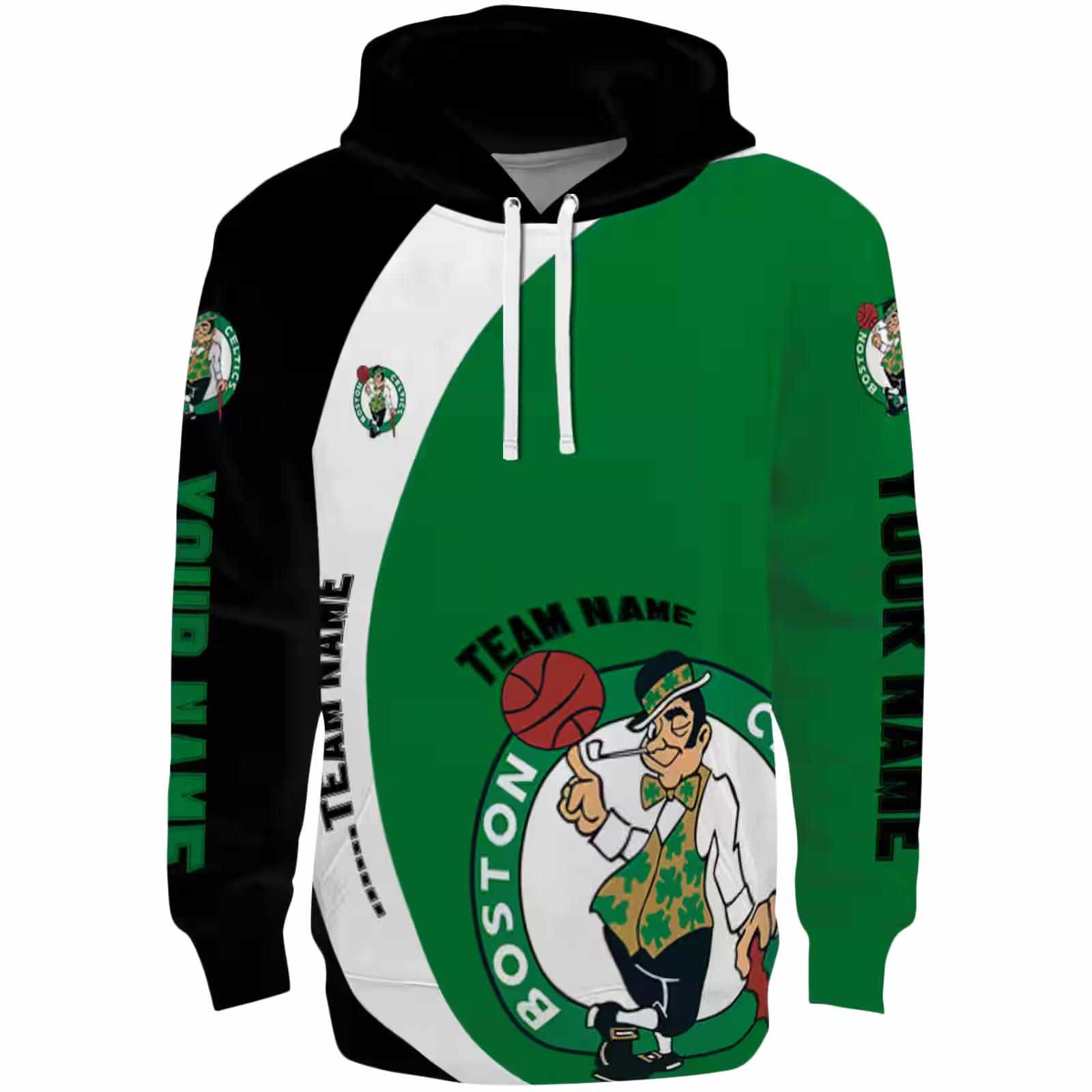 Personalized Boston Celtics Minimalist Design Green Black Hoodie