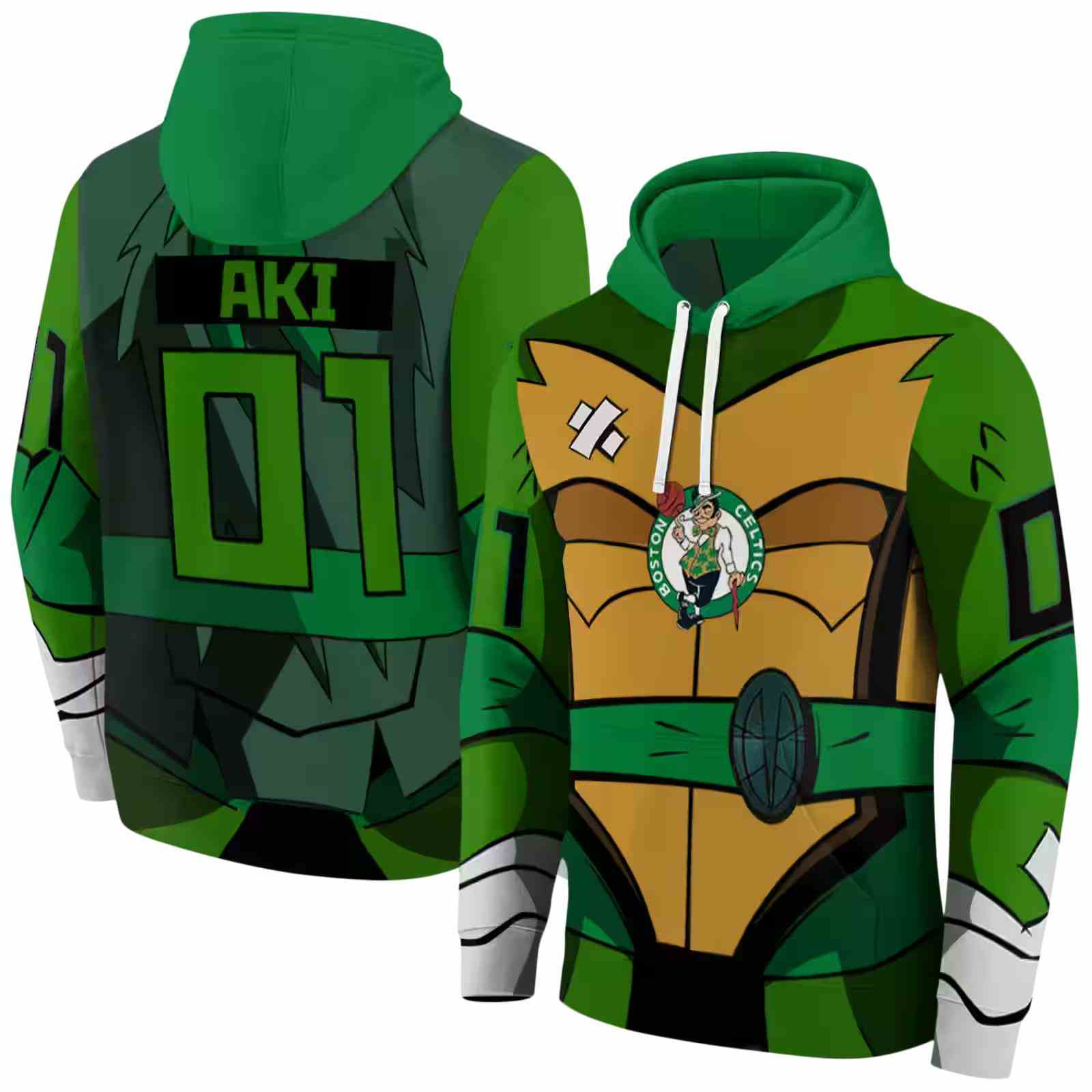 personalized boston celtics superhero armor green hoodie fashion forward