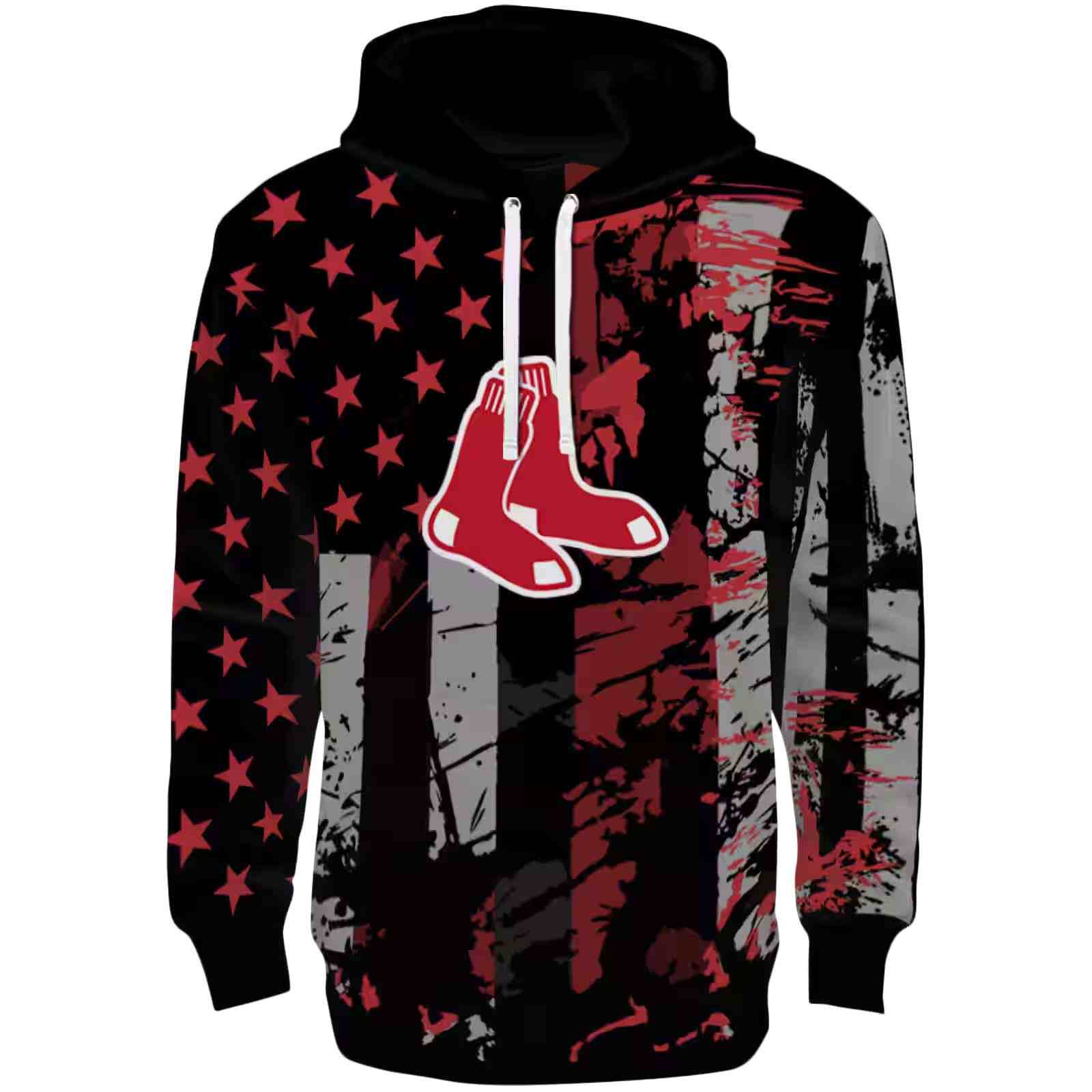 Personalized Boston Red Sox Distressed Flag Red Black Hoodie