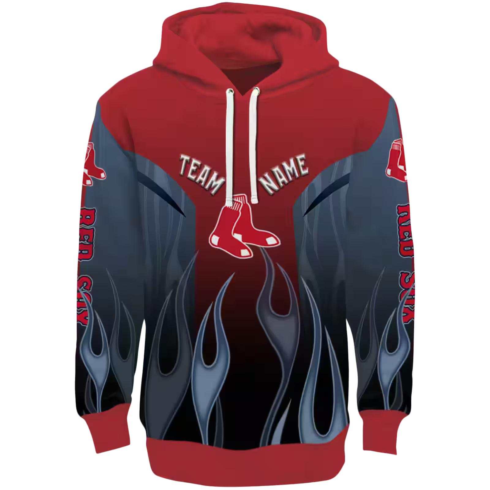 Personalized Boston Red Sox Flame Design Red Hoodie