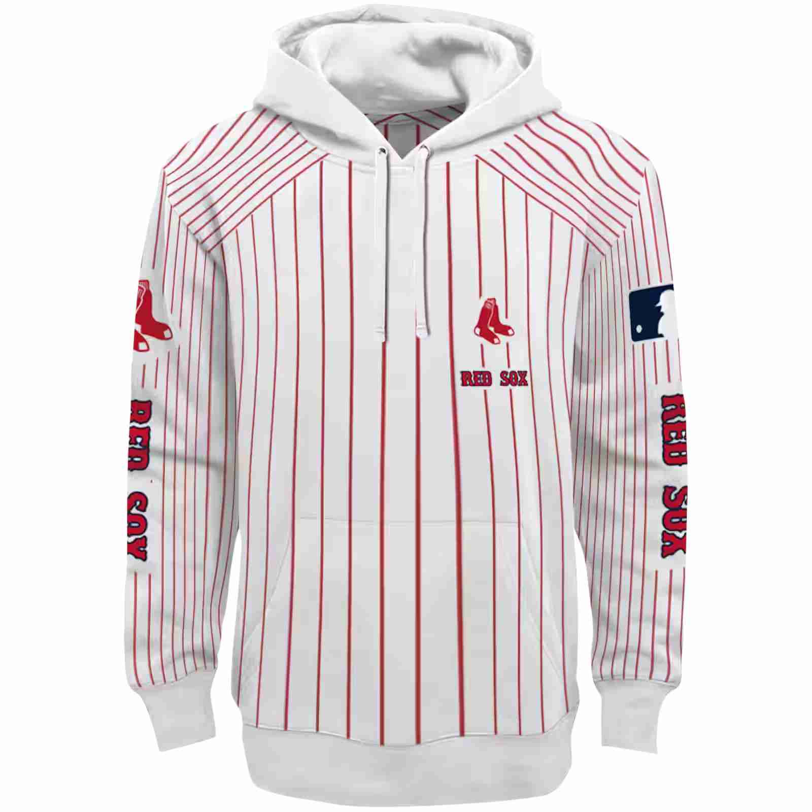 Personalized Boston Red Sox Pinstripe Pattern Red White Hoodie