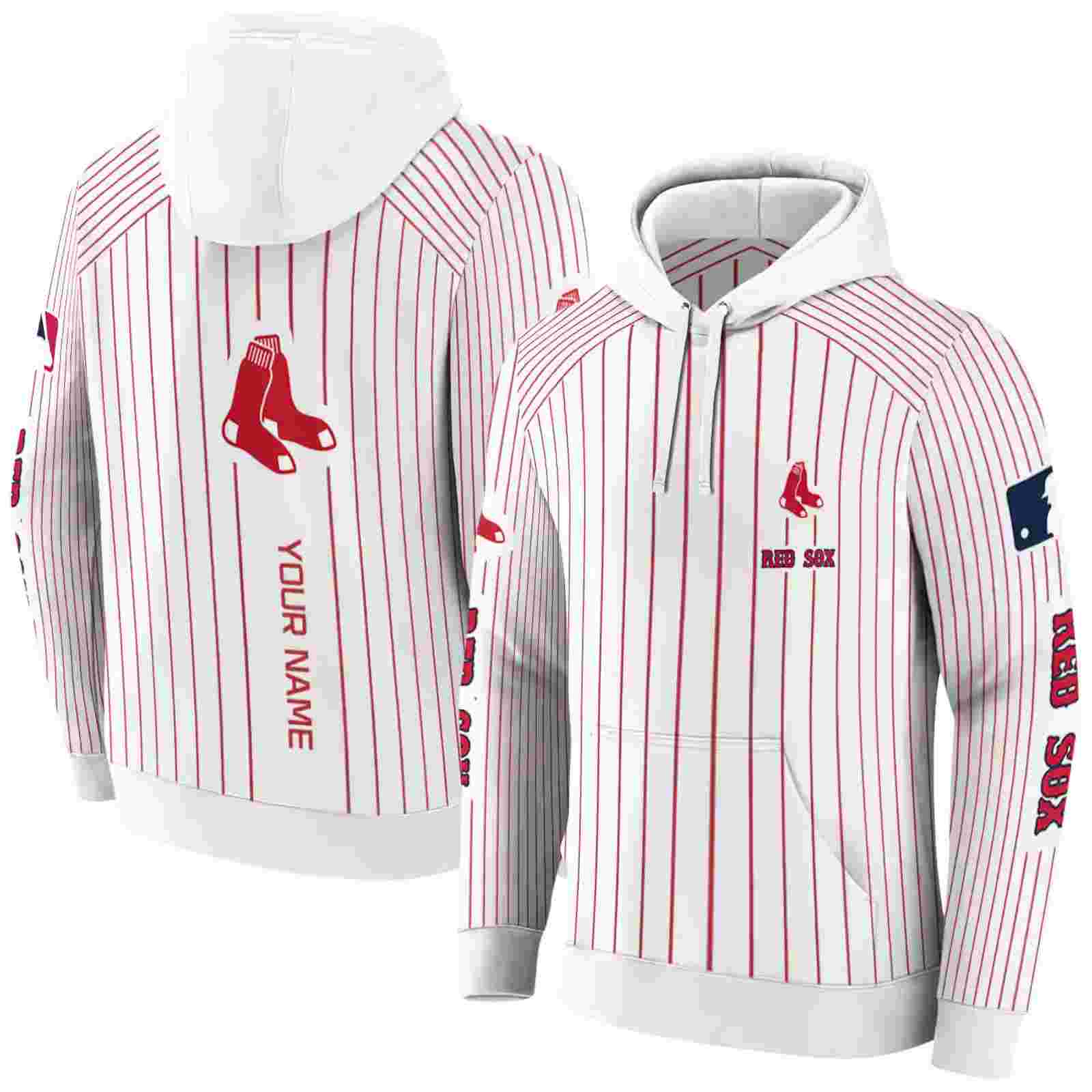 personalized boston red sox pinstripe pattern red white hoodie fashion forward