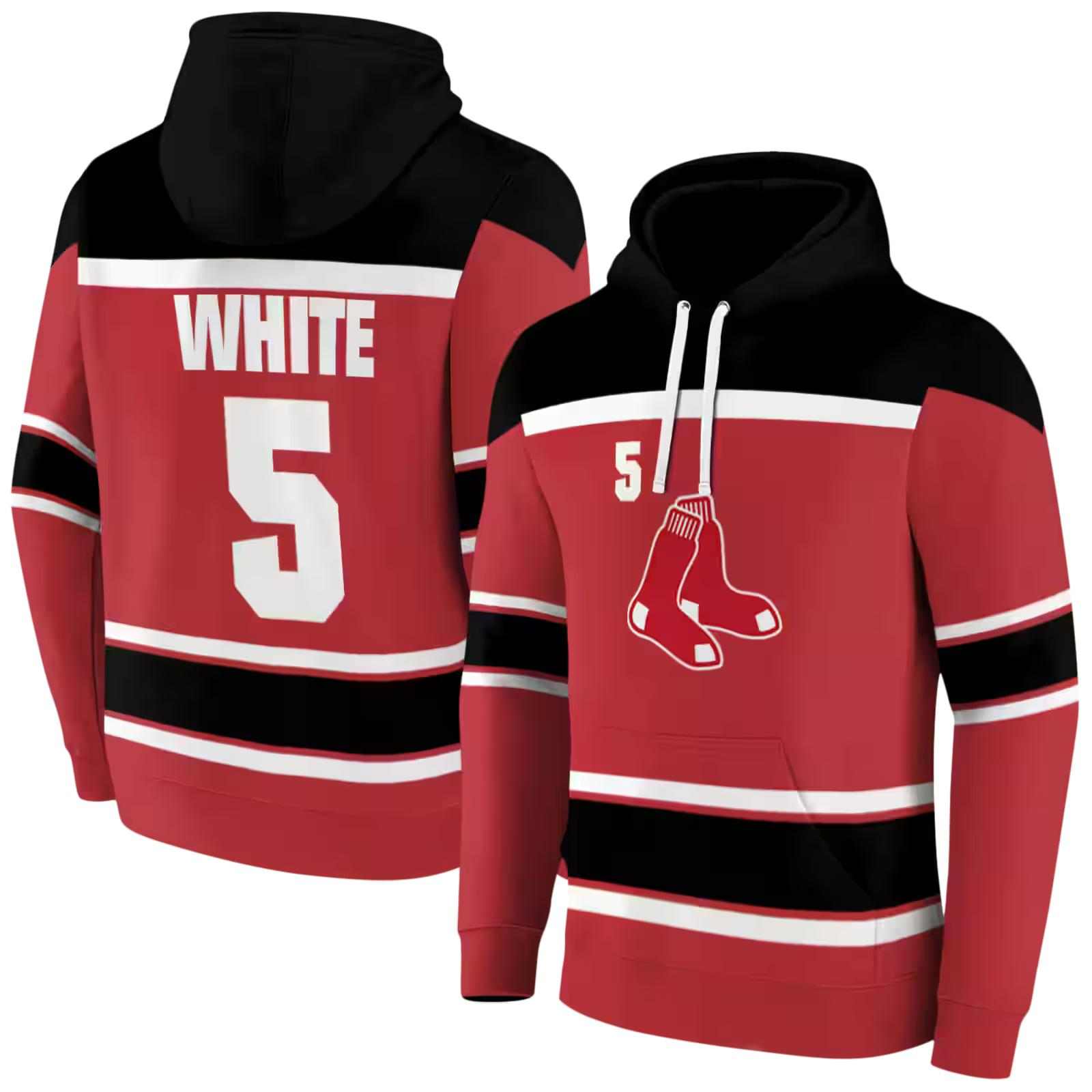personalized boston red sox striped pattern red hoodie fashion forward