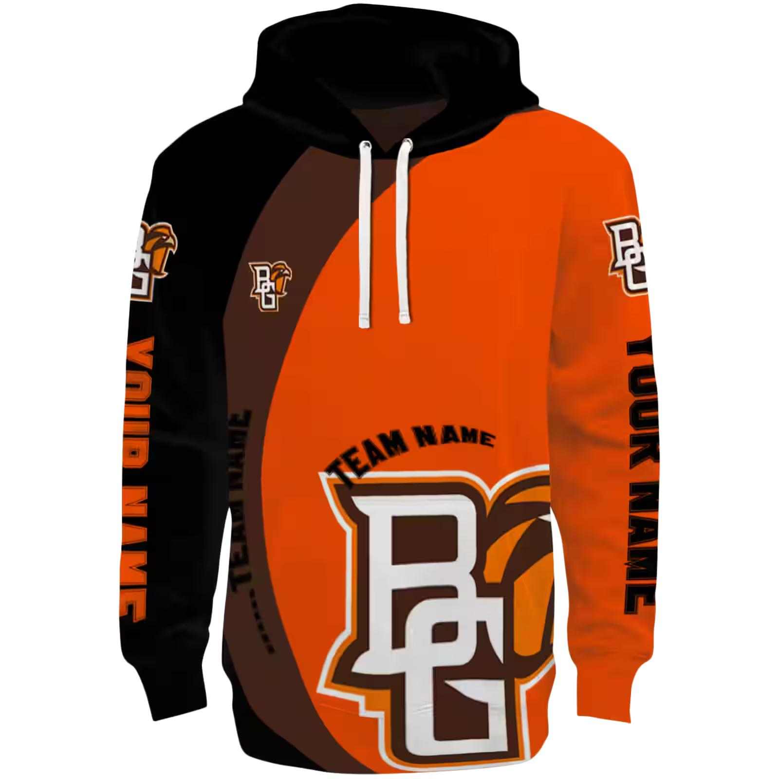 Personalized Bowling Green Falcons Minimalist Design Orange Black Hoodie