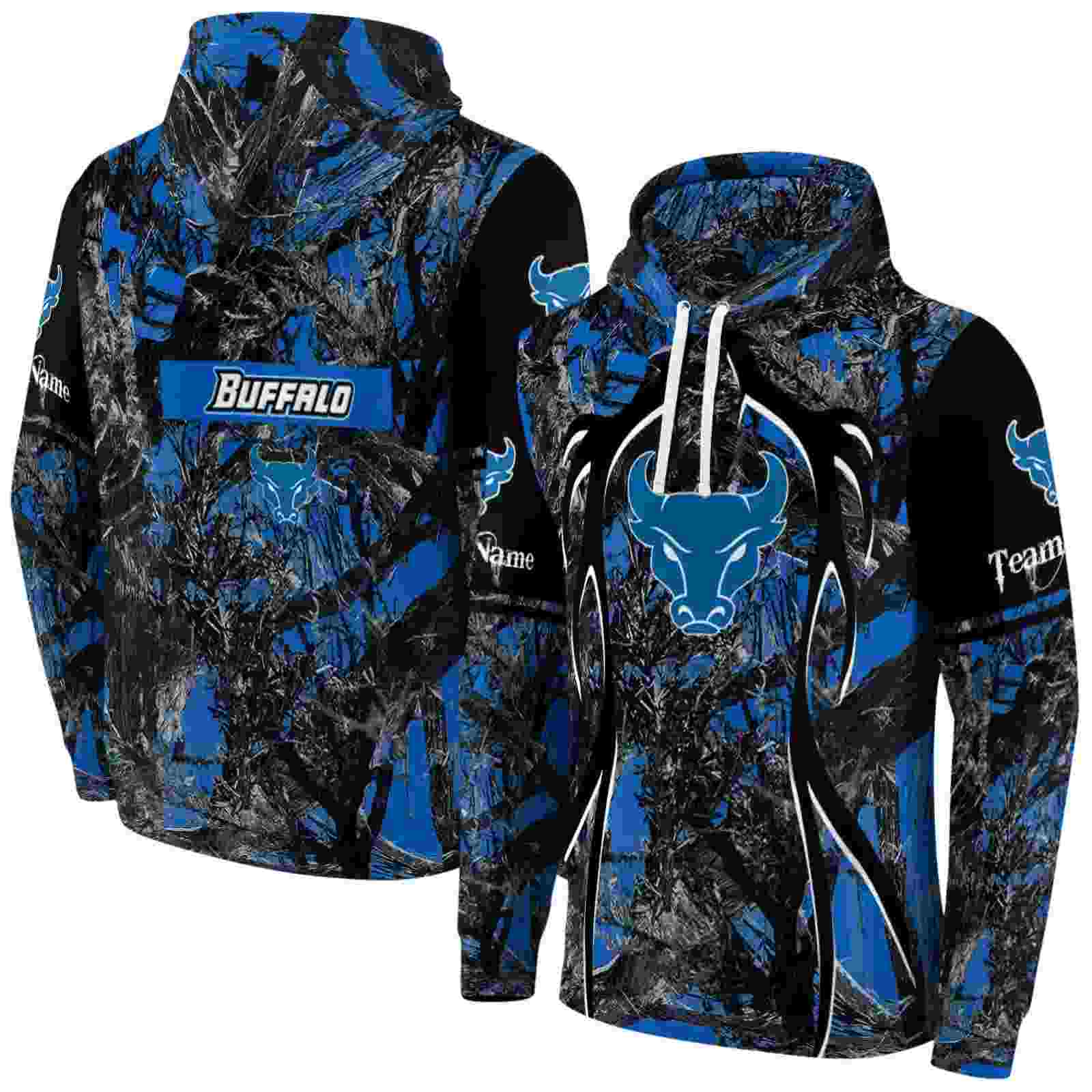 personalized buffalo bulls hunting theme royal blue black hoodie fashion forward