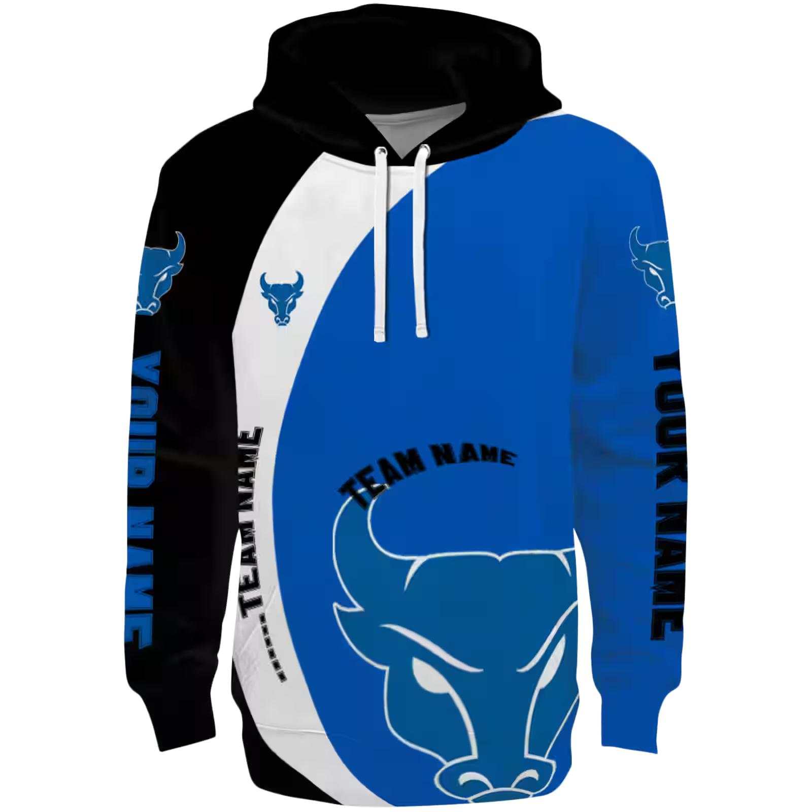Personalized Buffalo Bulls Minimalist Design Royal Blue Black Hoodie