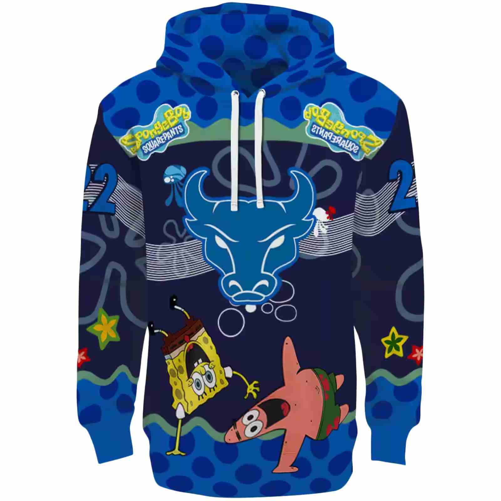 Personalized Buffalo Bulls Spongebob Patrick Star Royal Blue Navy Hoodie