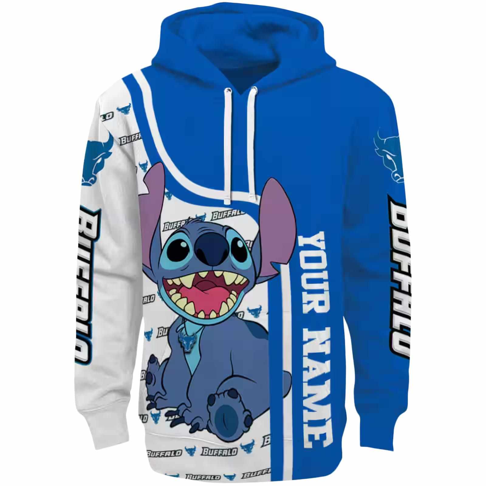 Personalized Buffalo Bulls Stitch Royal Blue Hoodie