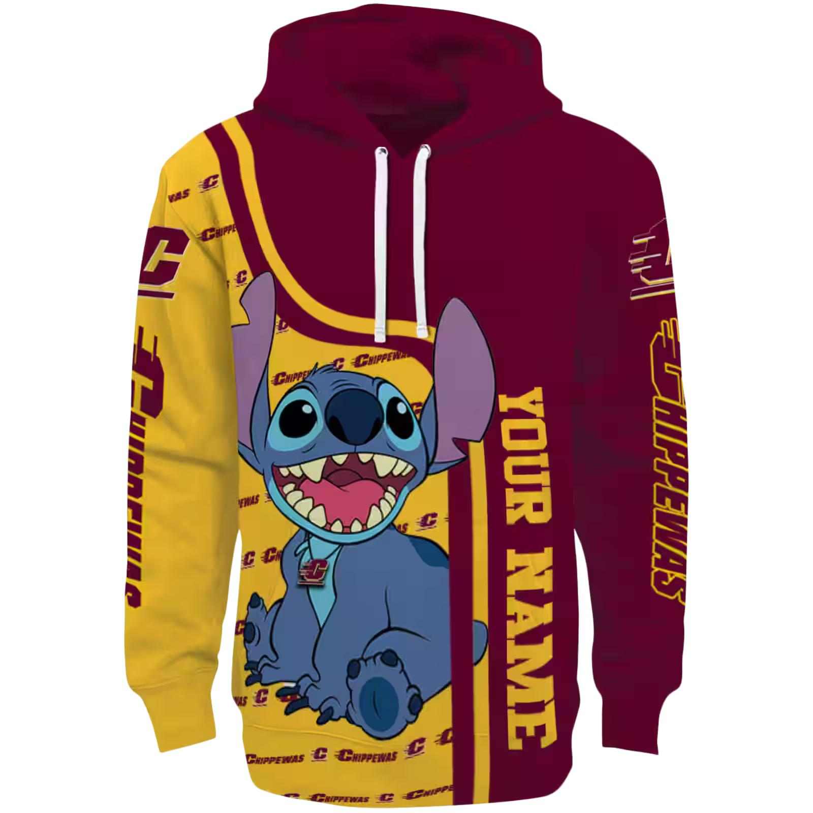 Personalized Central Michigan Chippewas Stitch Maroon Hoodie