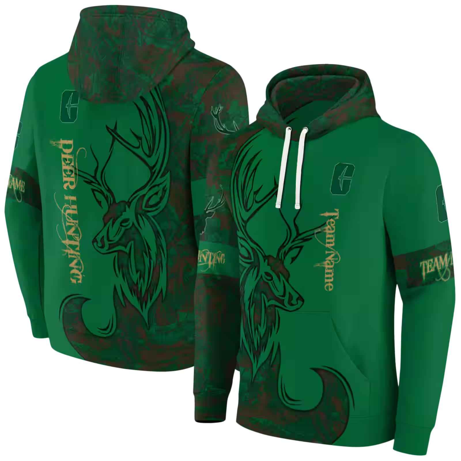personalized charlotte 49ers deer silhouette green hoodie fashion forward