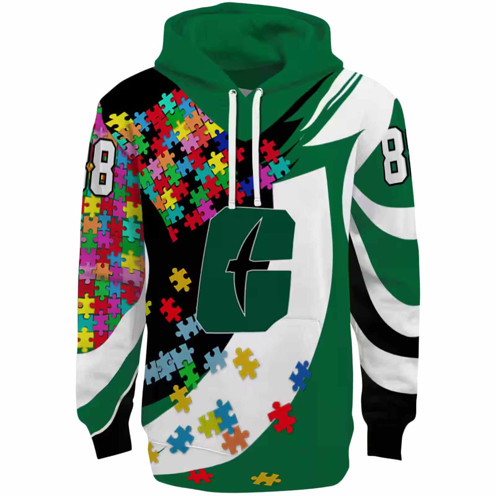 Personalized Charlotte 49ers Puzzle Pieces Green Hoodie
