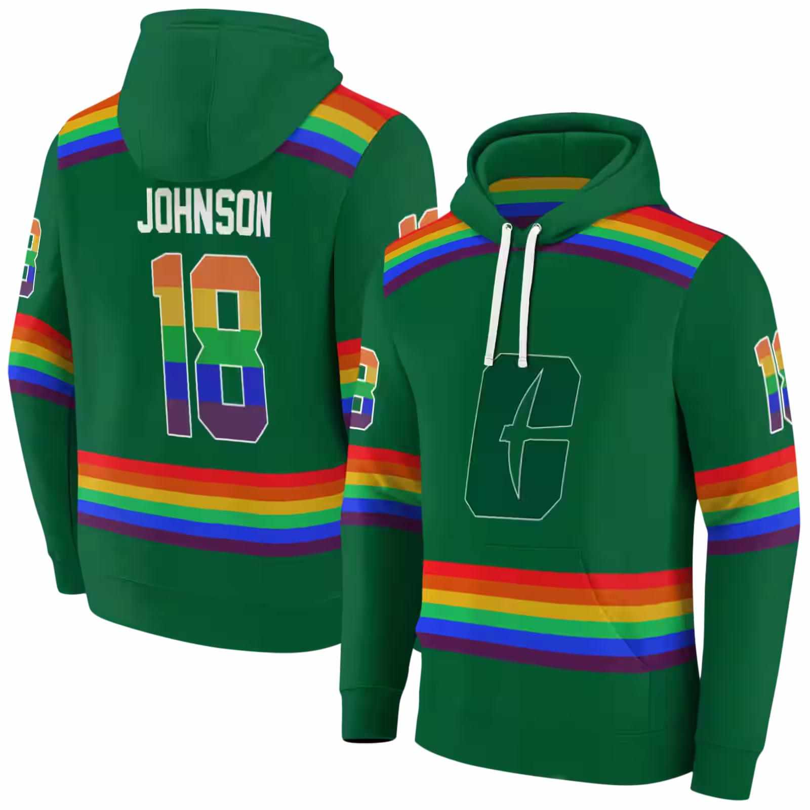 personalized charlotte 49ers rainbow stripes green hoodie fashion forward