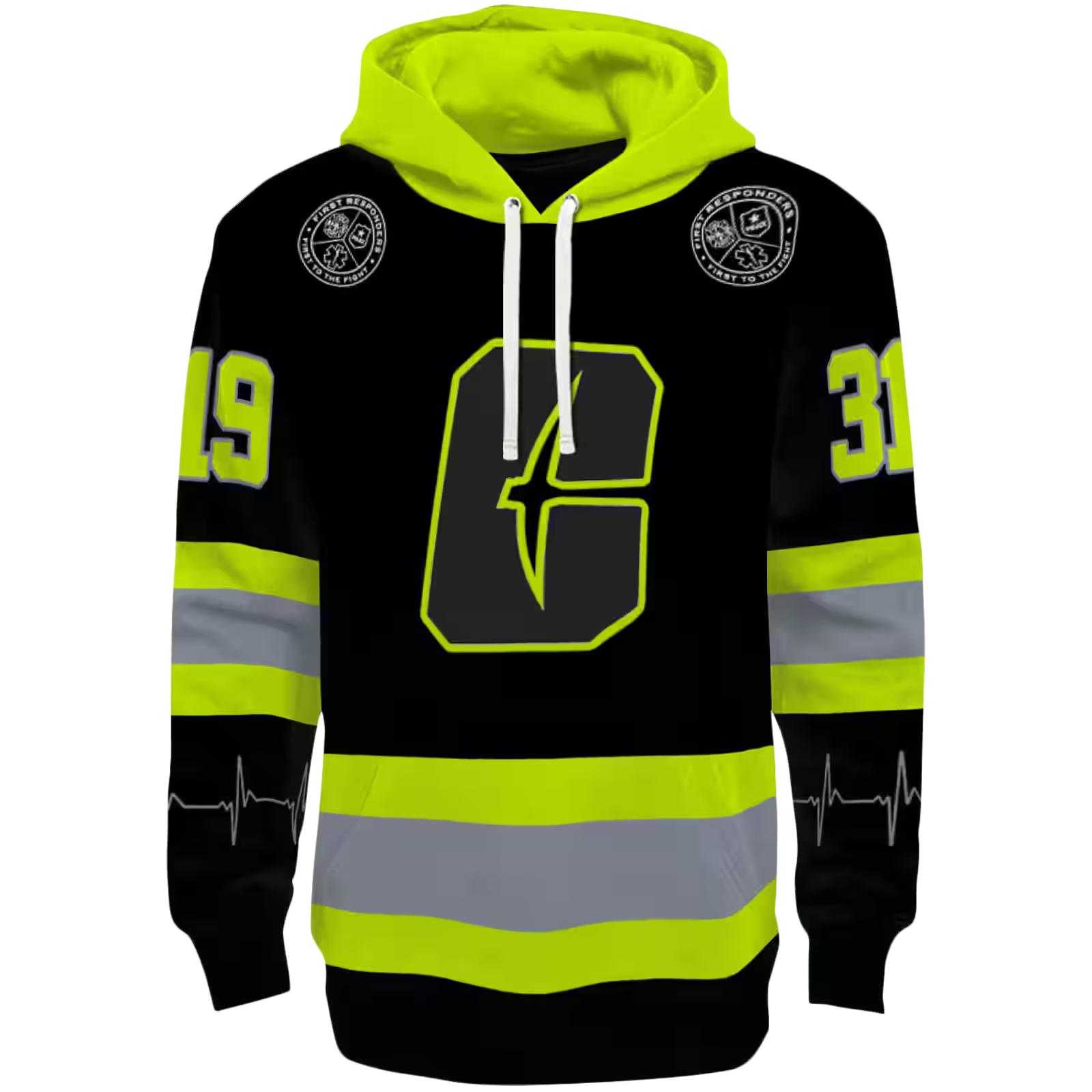 Personalized Charlotte 49ers Safety Motif Black Neon Green Hoodie