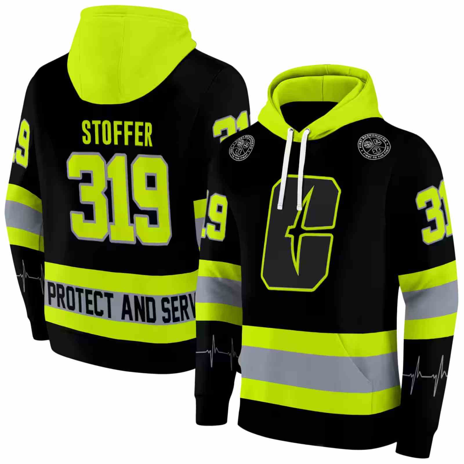 personalized charlotte 49ers safety motif black neon green hoodie fashion forward