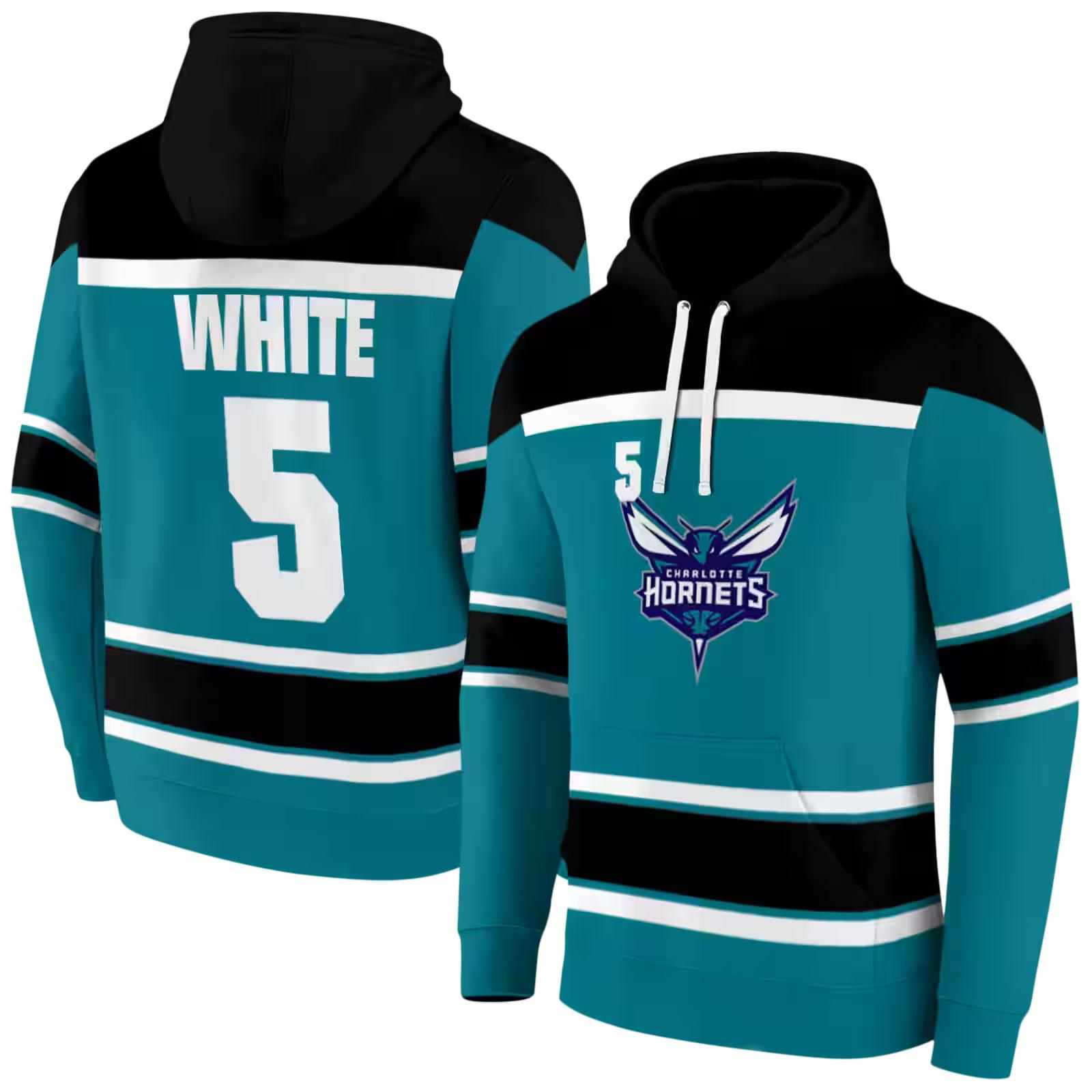 personalized charlotte hornets striped pattern teal hoodie fashion forward