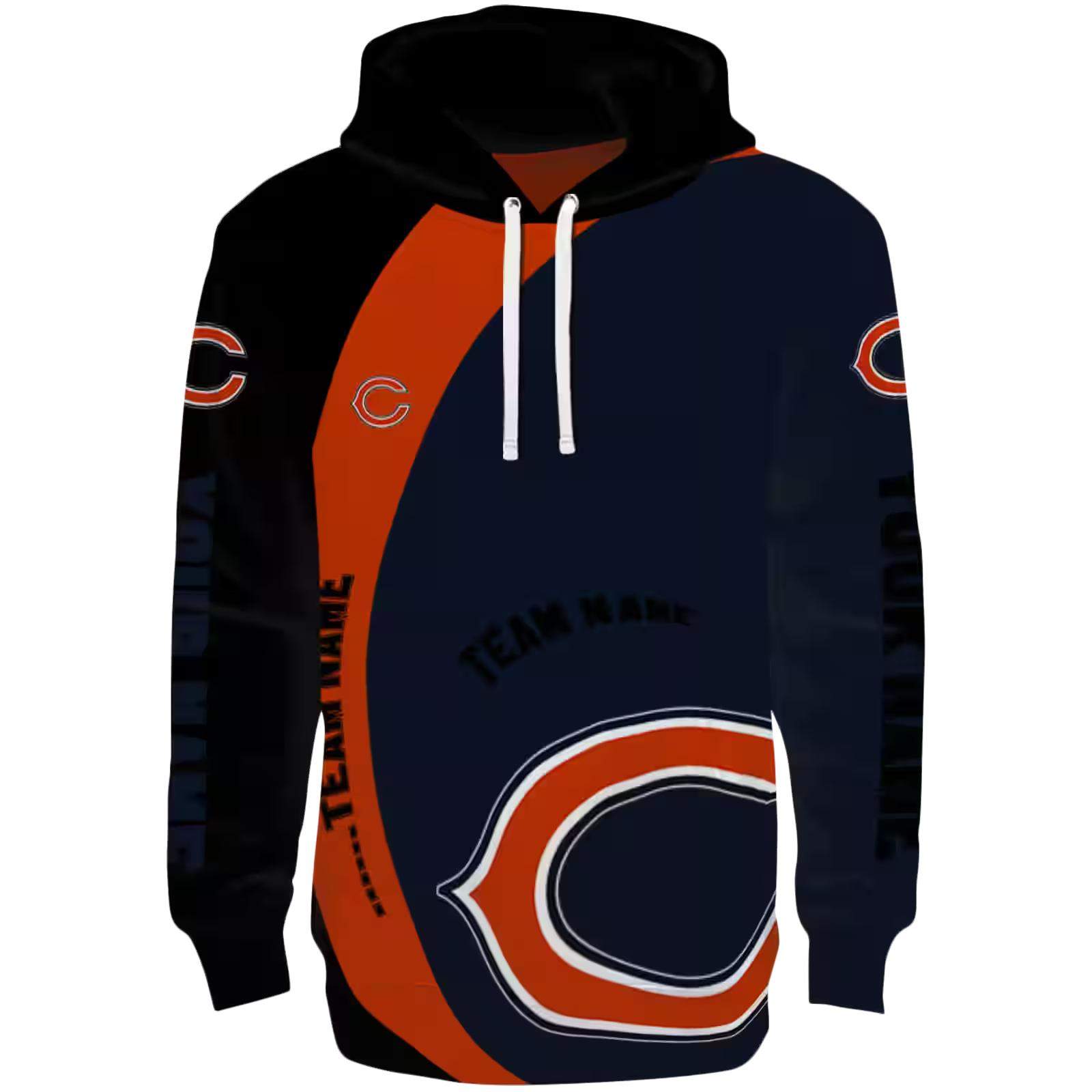 Personalized Chicago Bears Minimalist Design Blue Black Hoodie