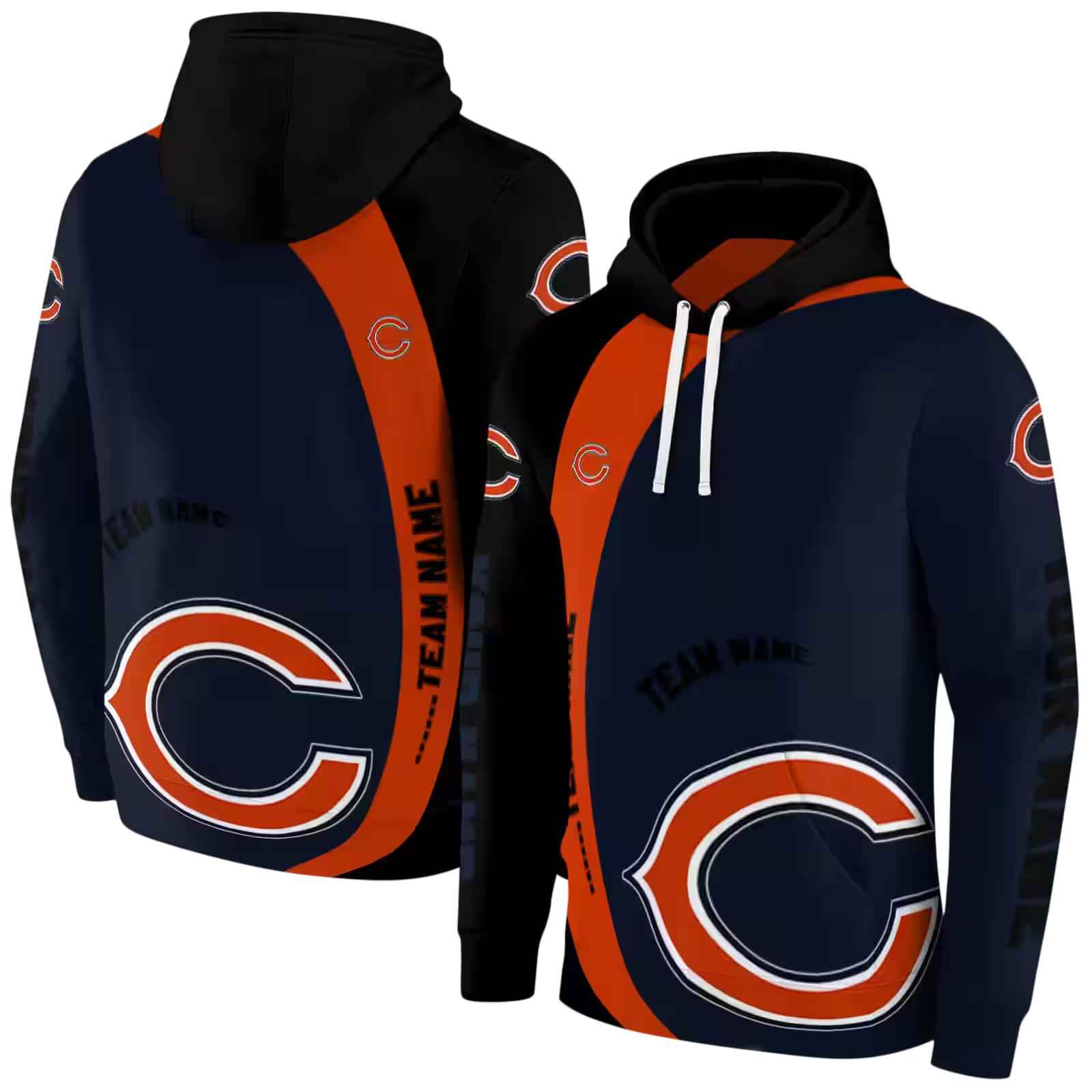 personalized chicago bears minimalist design blue black hoodie fashion forward