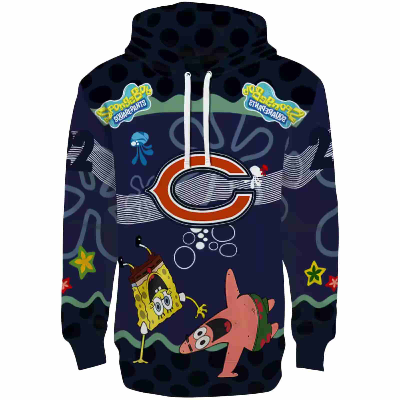 Personalized Chicago Bears Spongebob Patrick Star Blue Navy Hoodie