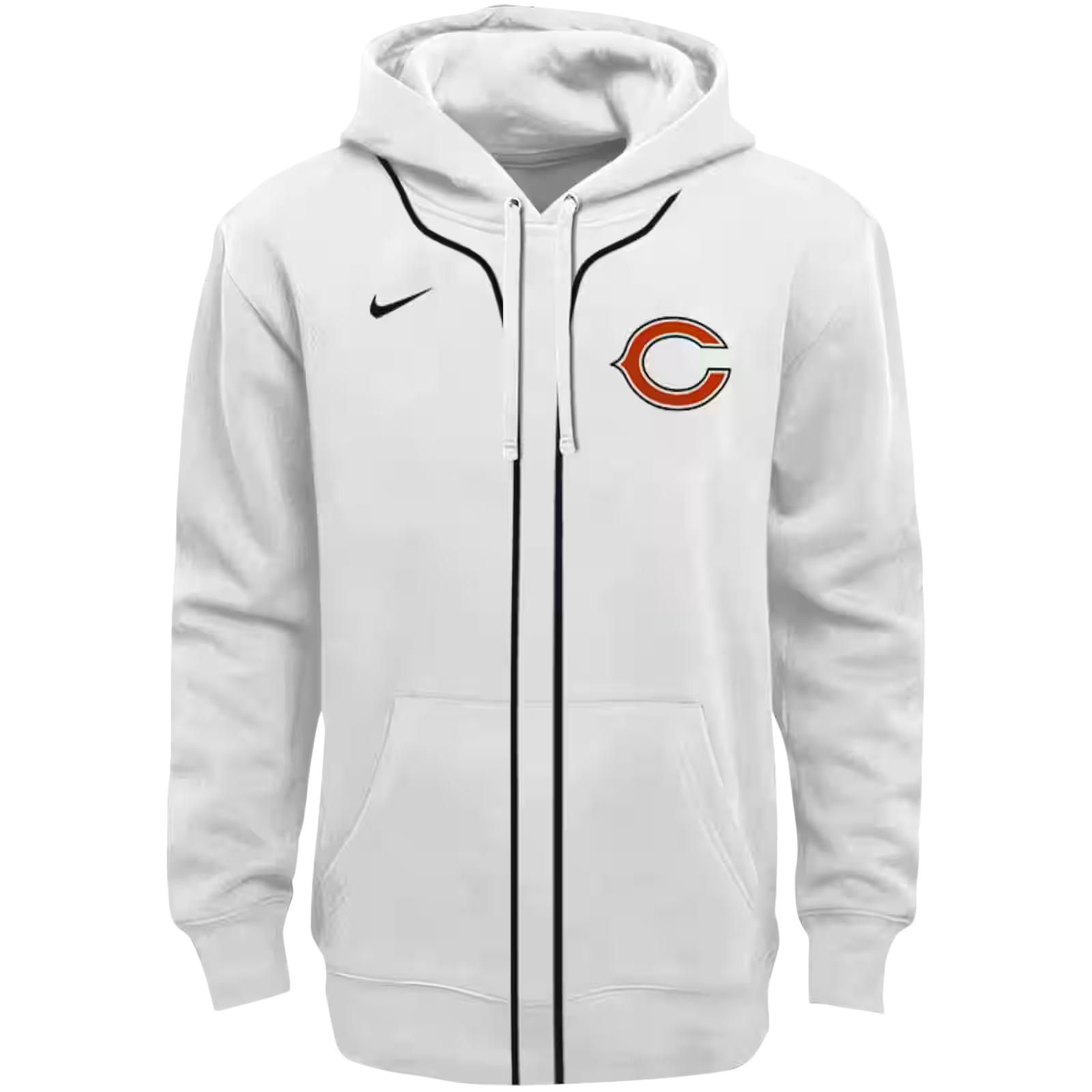 Personalized Chicago Bears Sporty Stripe White Hoodie