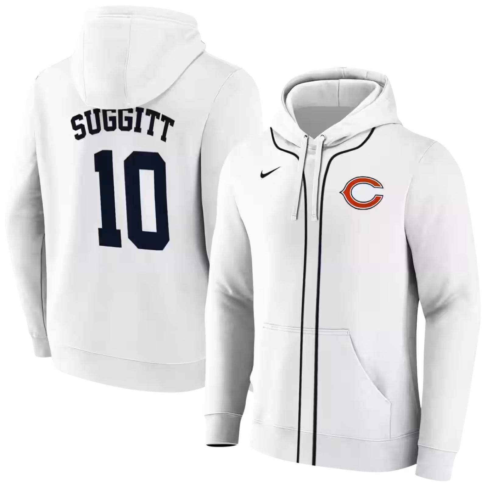 personalized chicago bears sporty stripe white hoodie fashion forward