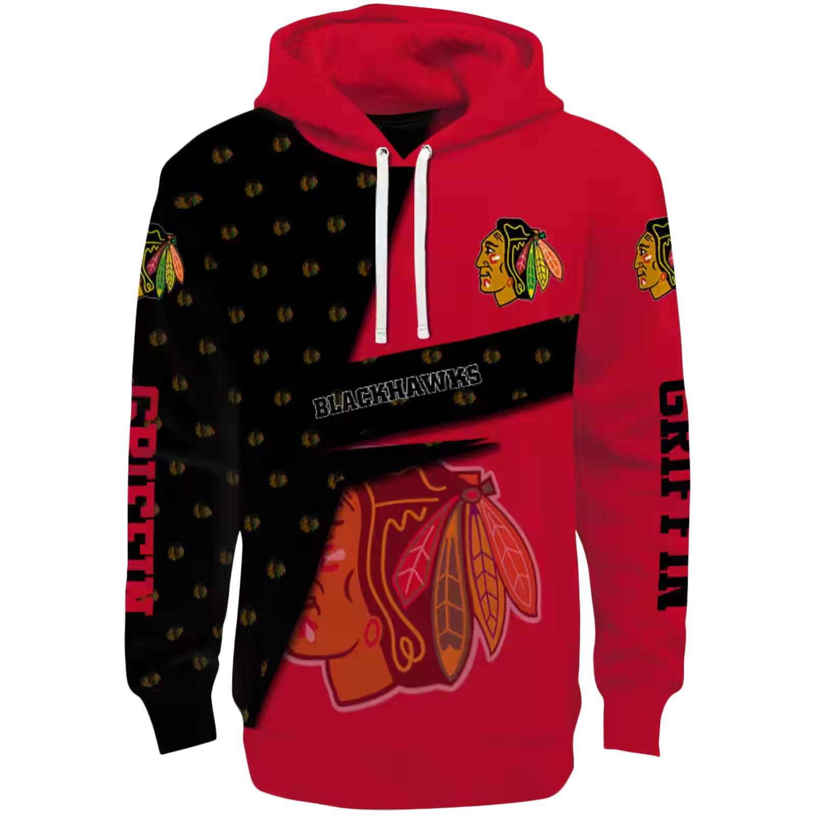 Personalized Chicago Blackhawks Abstract Shape Red Hoodie