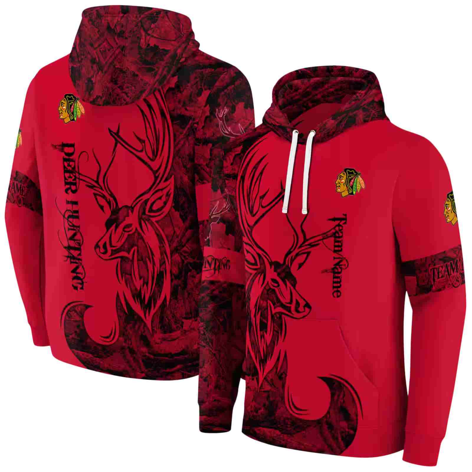 personalized chicago blackhawks deer silhouette red hoodie fashion forward