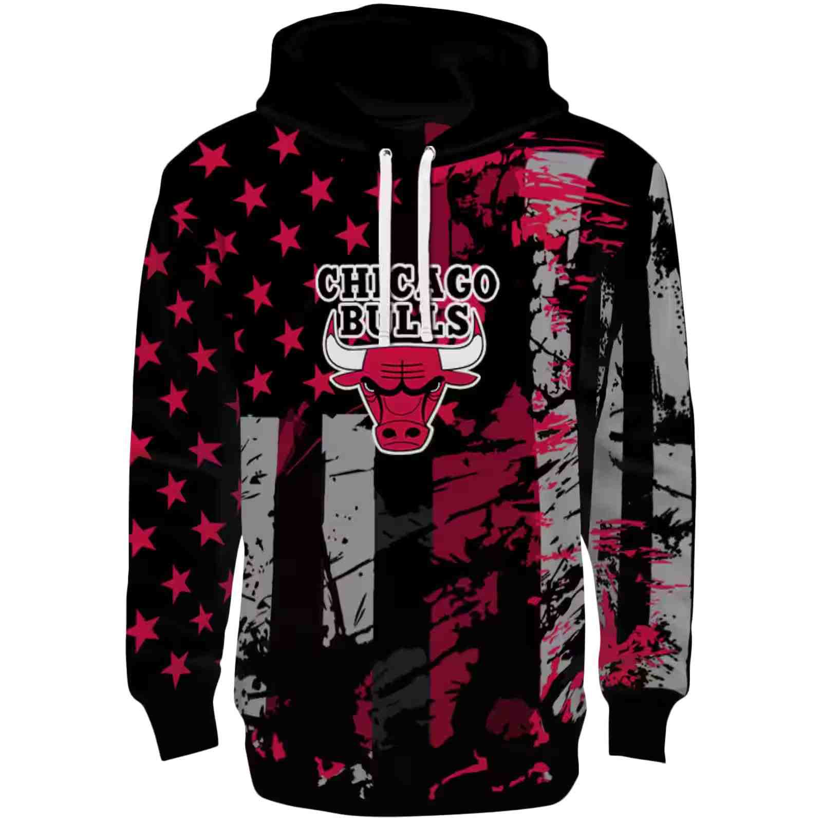 Personalized Chicago Bulls Distressed Flag Red Black Hoodie