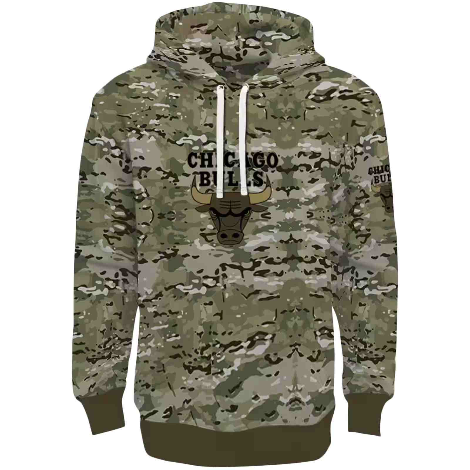 Personalized Chicago Bulls Military Style Hoodie