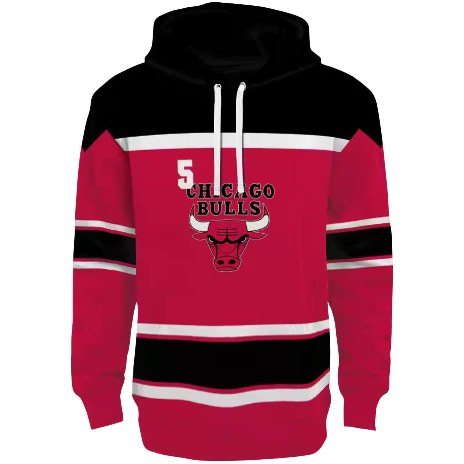 Personalized Chicago Bulls Striped Pattern Red Hoodie