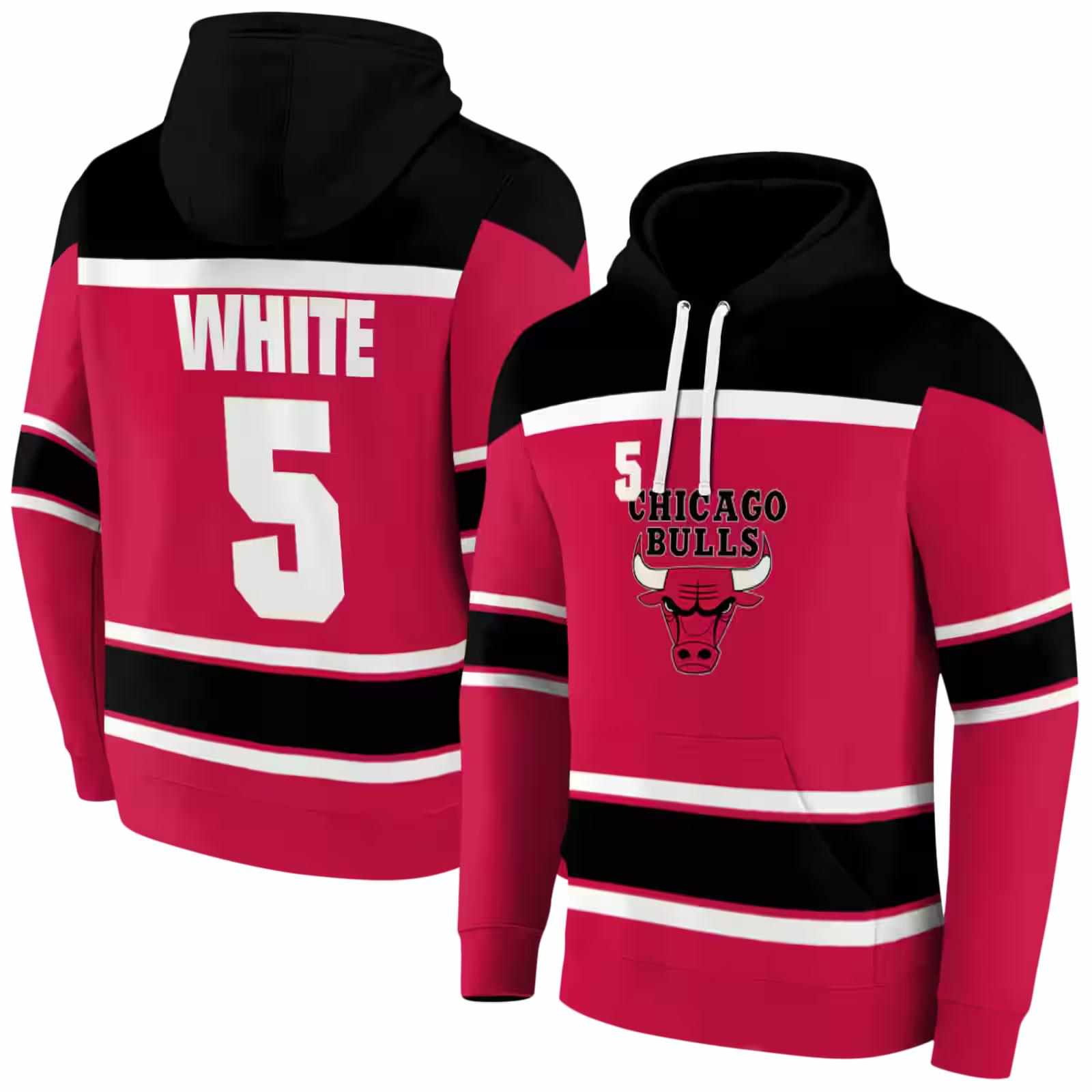 personalized chicago bulls striped pattern red hoodie fashion forward