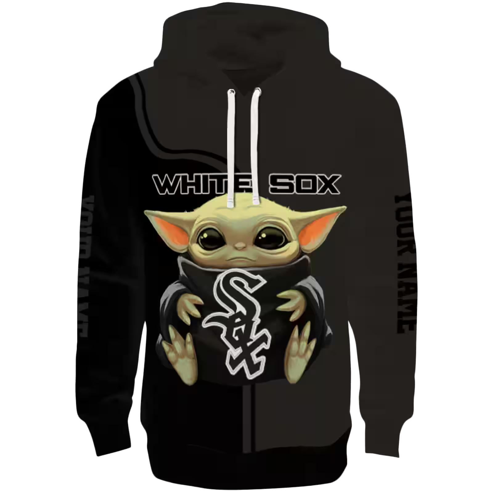 Personalized Chicago White Sox Baby Yoda Black Hoodie