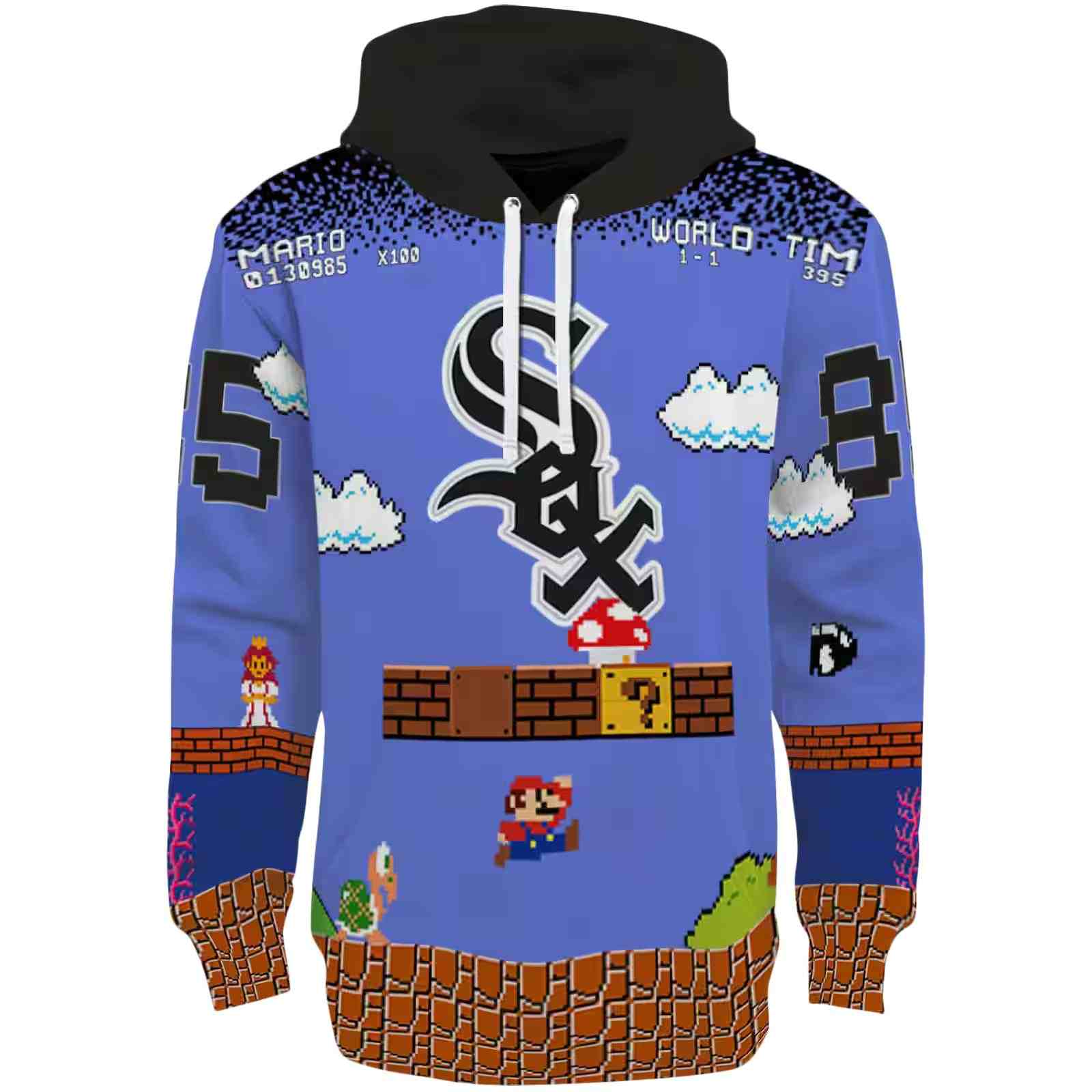 Personalized Chicago White Sox Mario Blue Black Hoodie