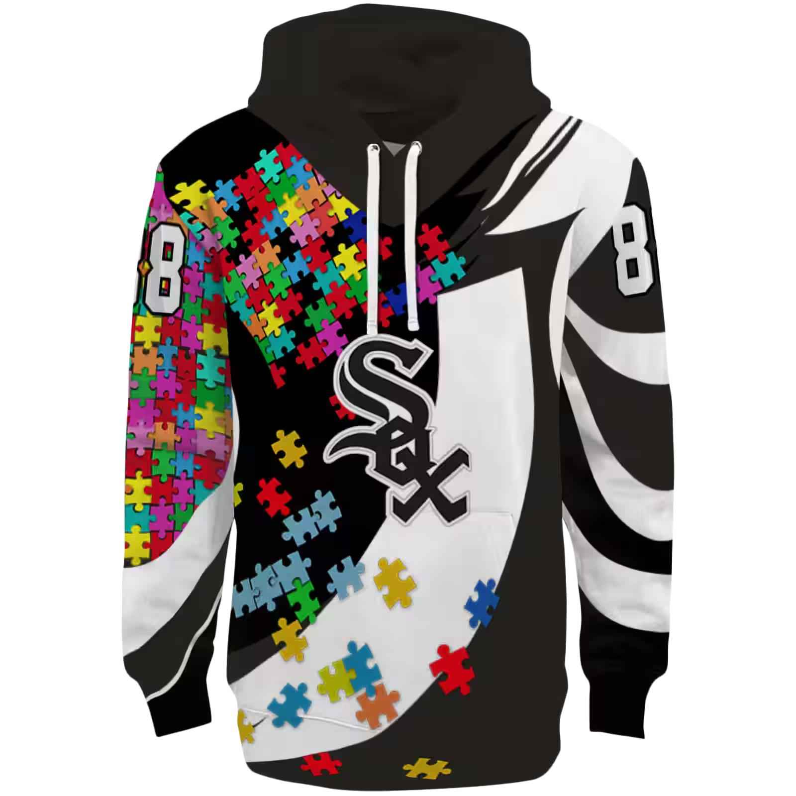 Personalized Chicago White Sox Puzzle Pieces Black Hoodie