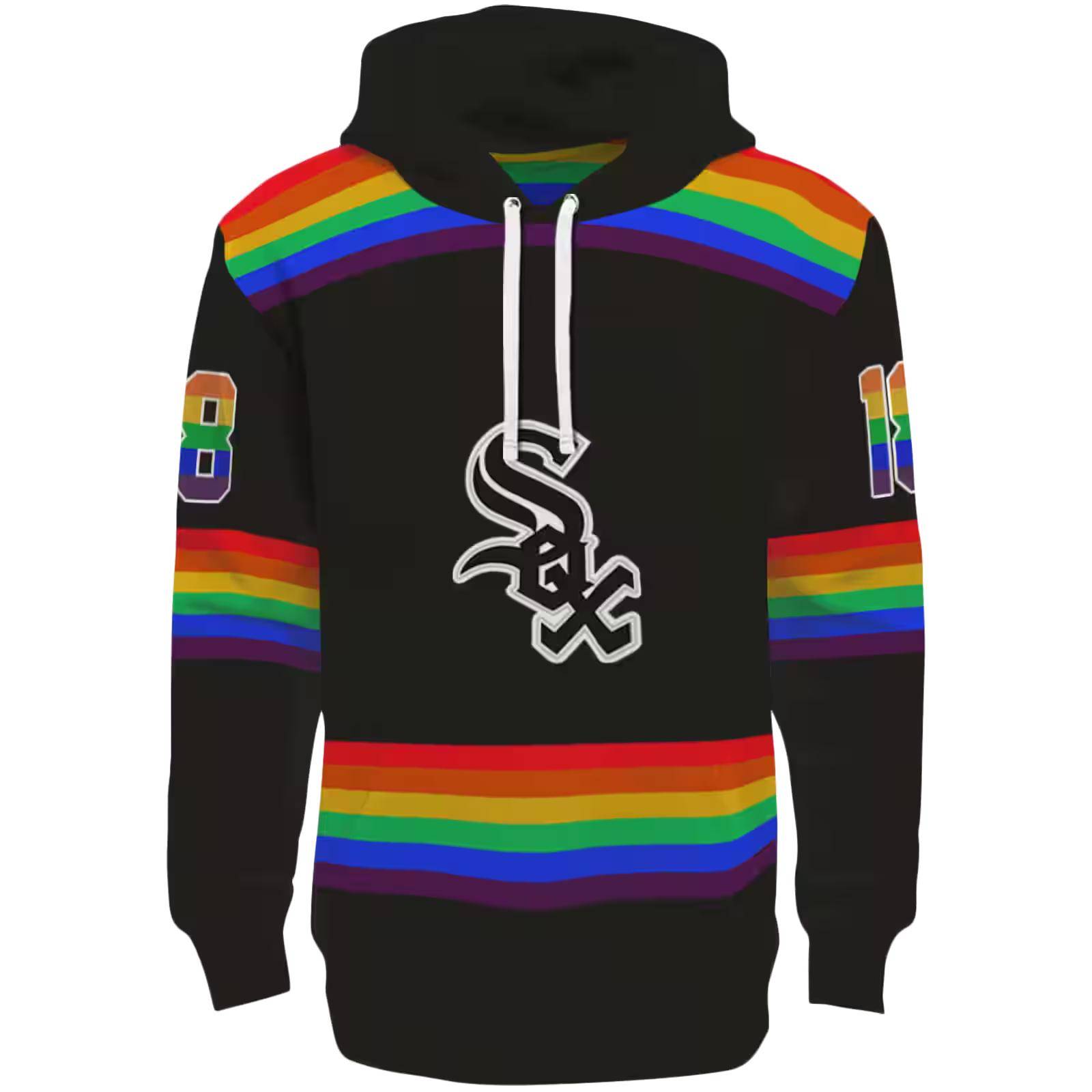 Personalized Chicago White Sox Rainbow Stripes Black Hoodie