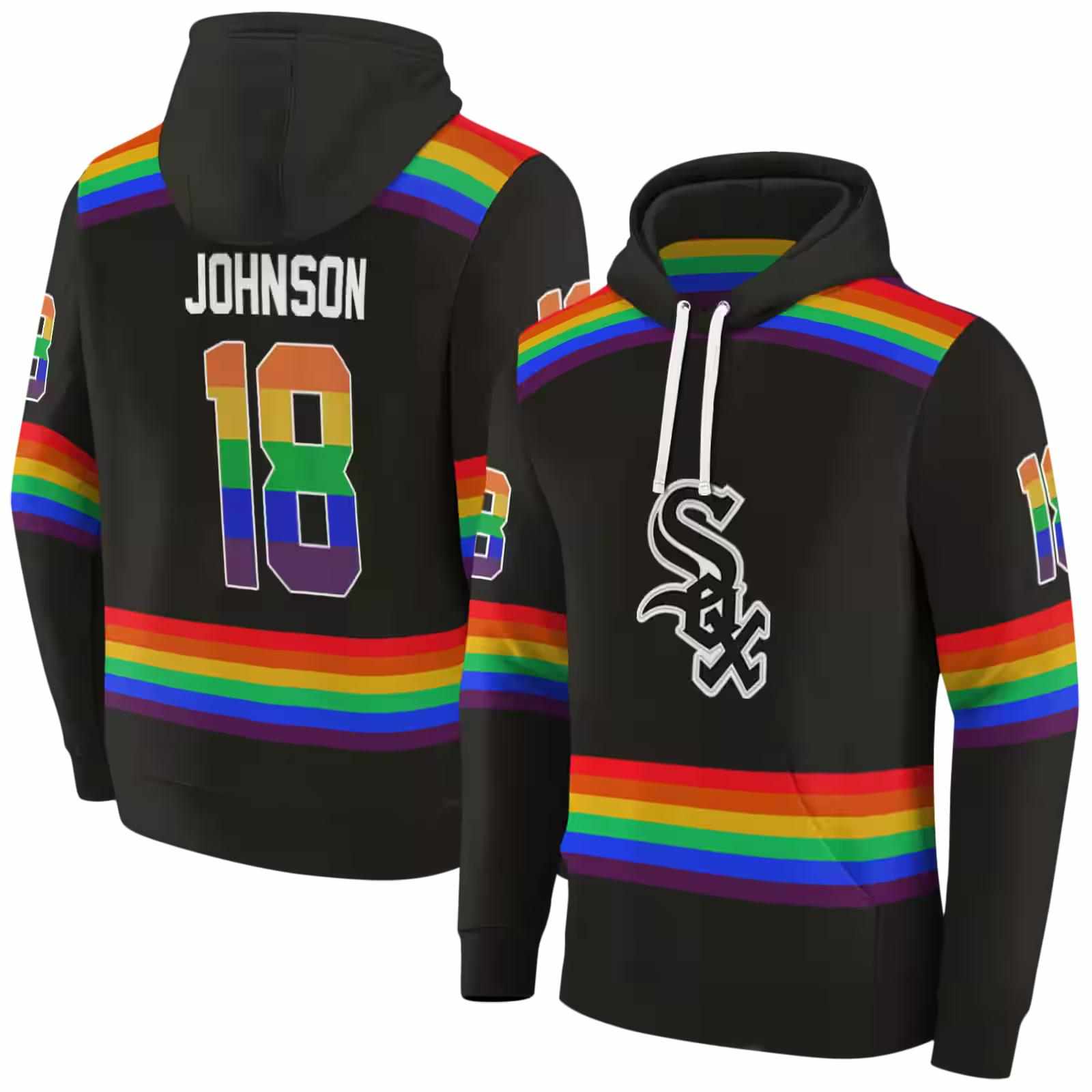 personalized chicago white sox rainbow stripes black hoodie fashion forward