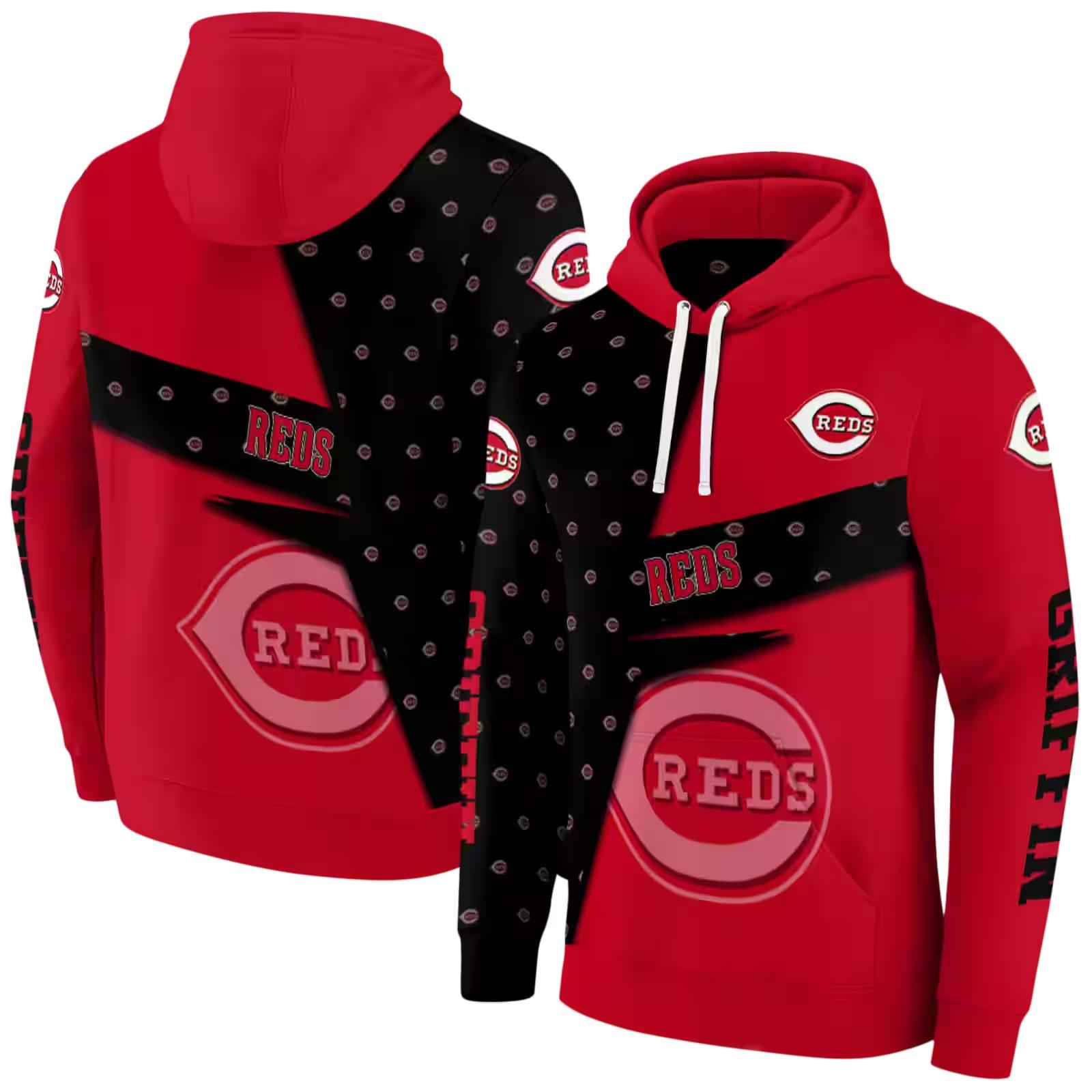 personalized cincinnati reds abstract shape red hoodie fashion forward