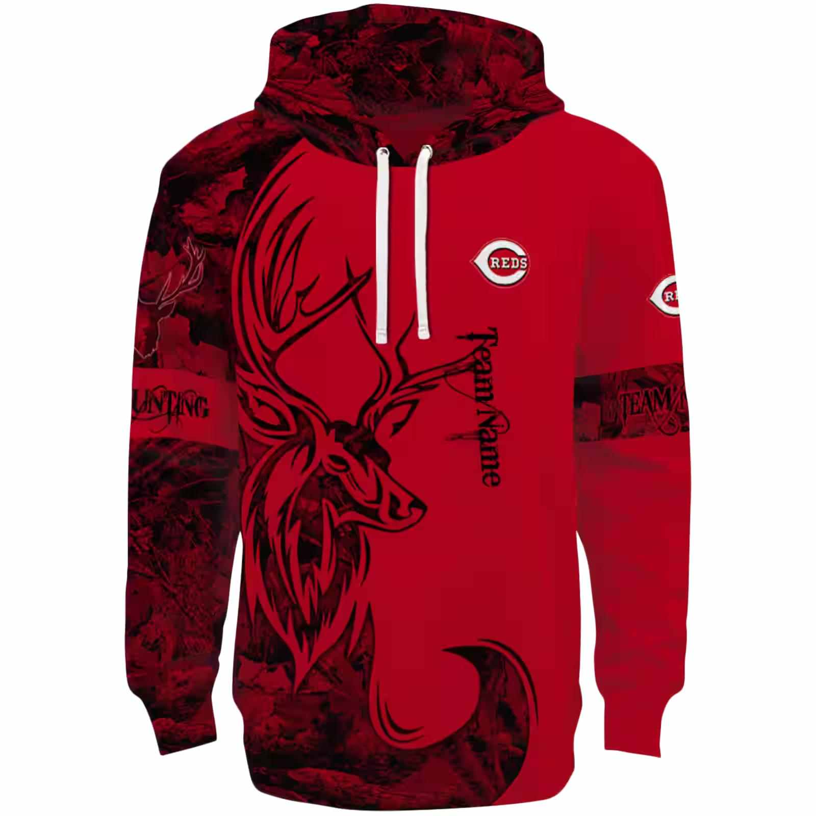 Personalized Cincinnati Reds Deer Silhouette Red Hoodie