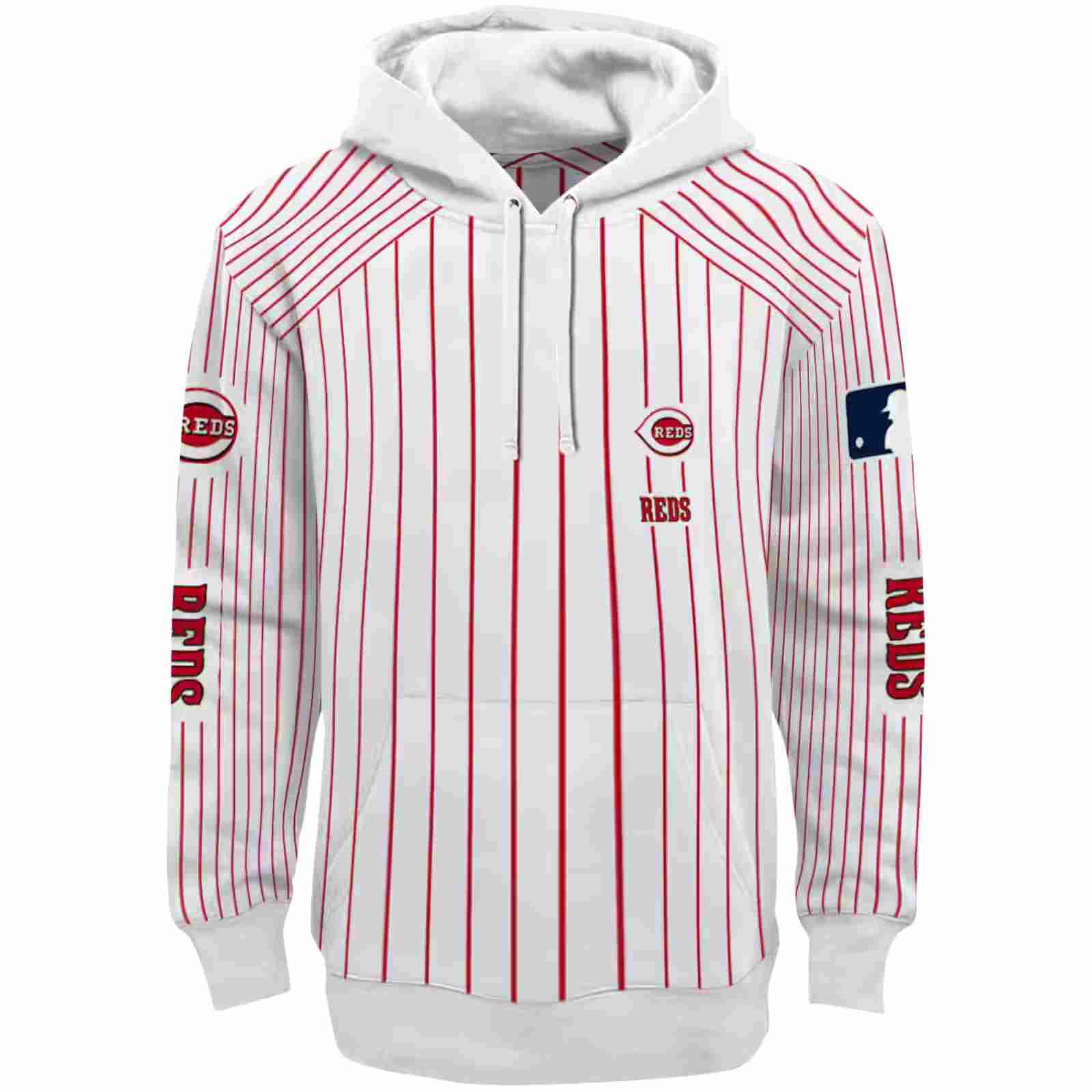 Personalized Cincinnati Reds Pinstripe Pattern Red White Hoodie