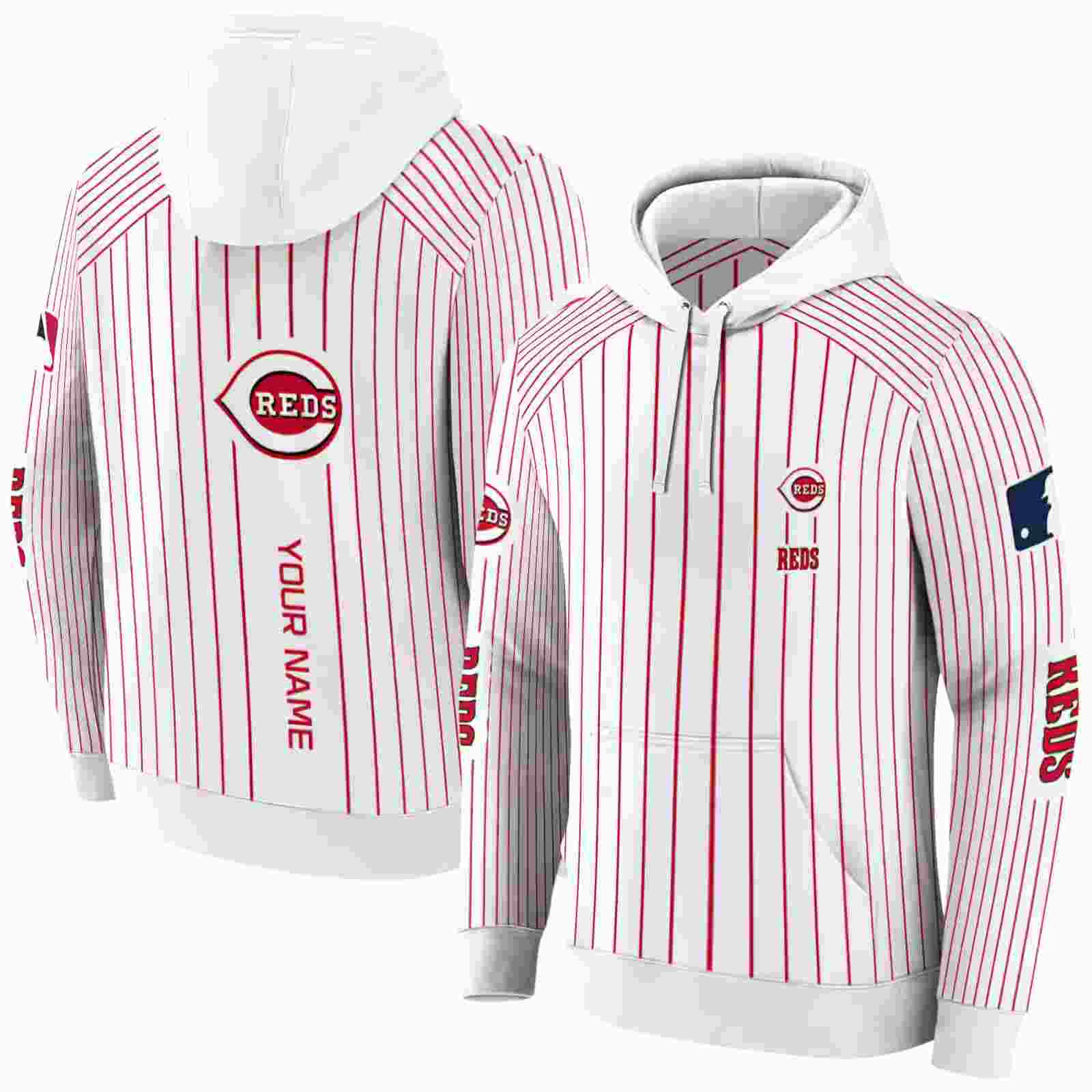 personalized cincinnati reds pinstripe pattern red white hoodie fashion forward