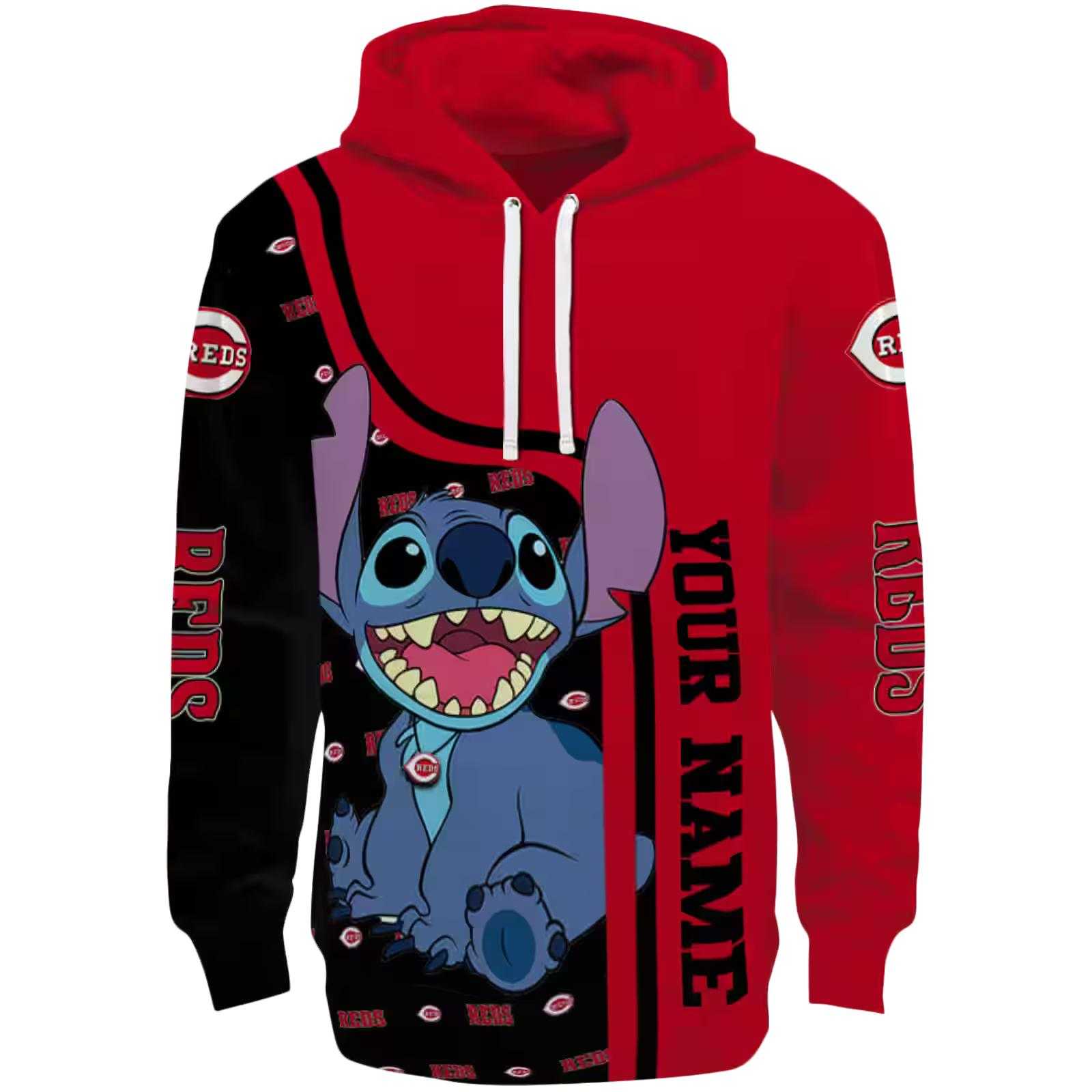 Personalized Cincinnati Reds Stitch Red Hoodie