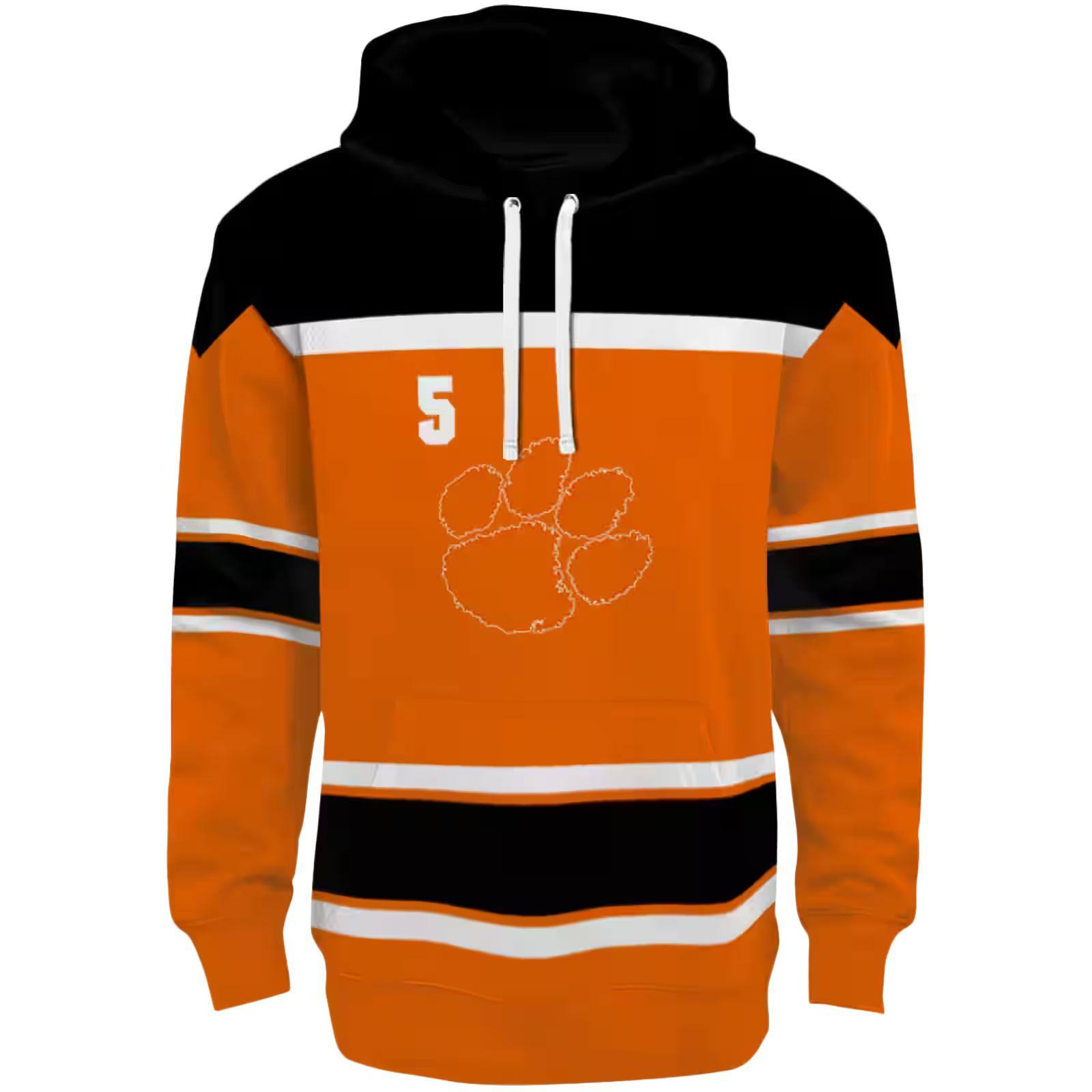 Personalized Clemson Tigers Striped Pattern Orange Hoodie